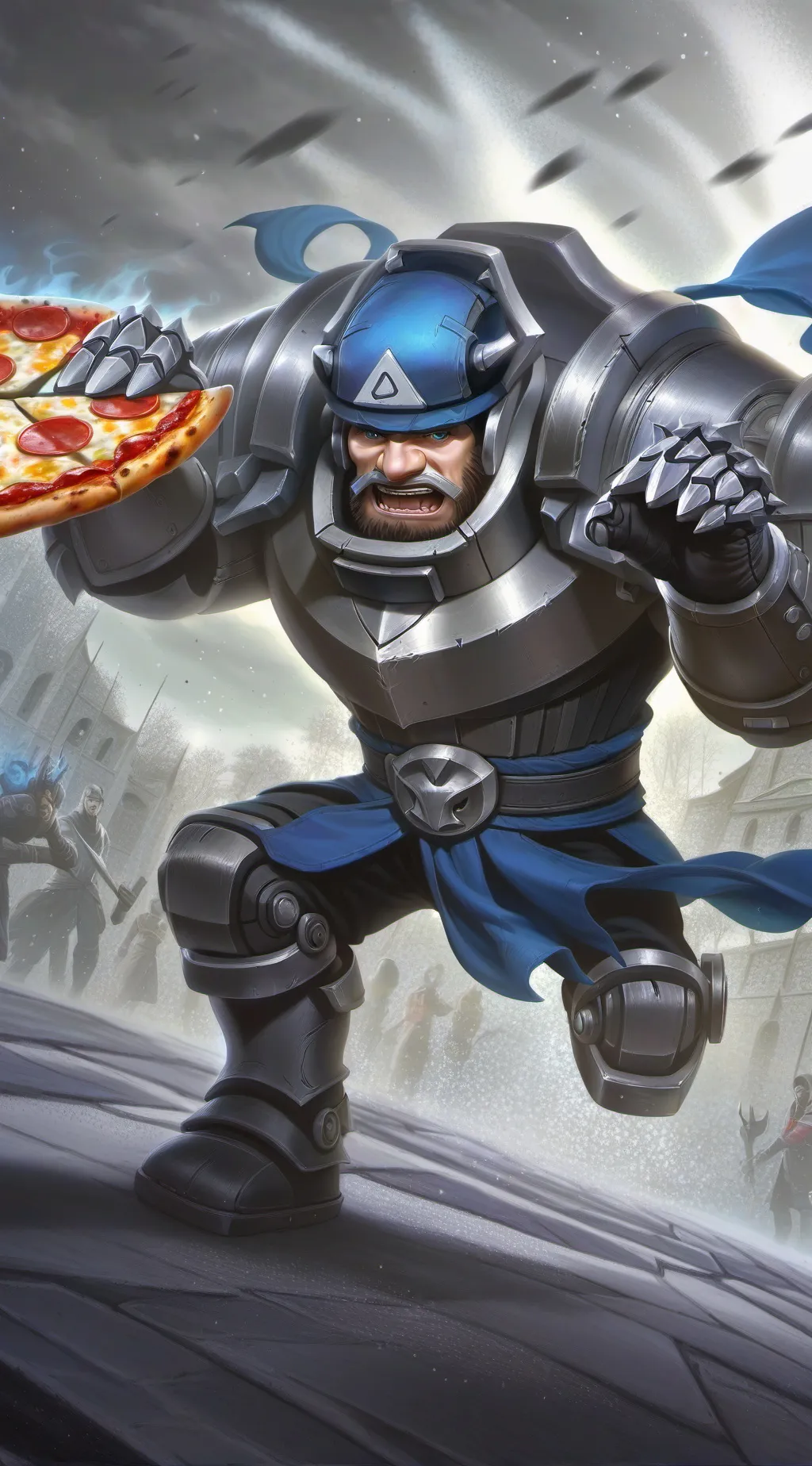 ai character: pizza background