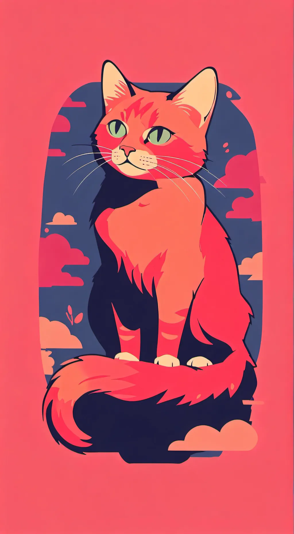 ai character: красн кот background