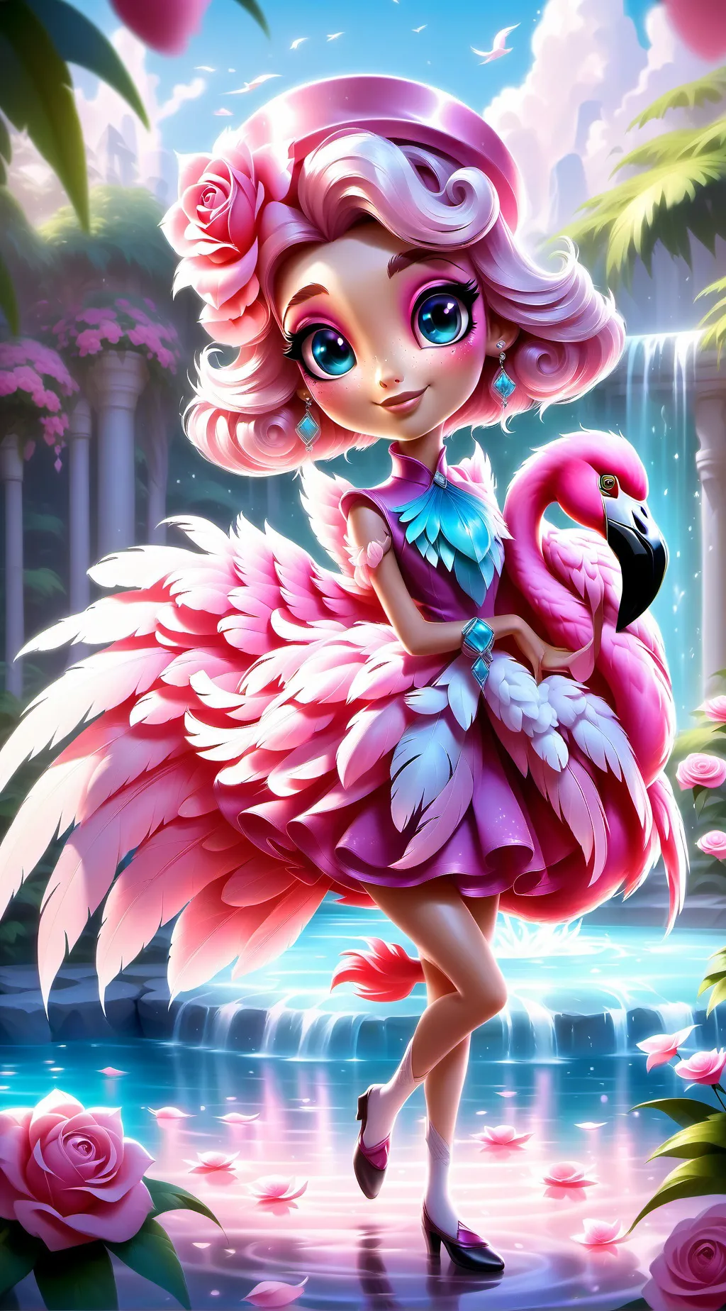 ai character: Flamingo Spirit background