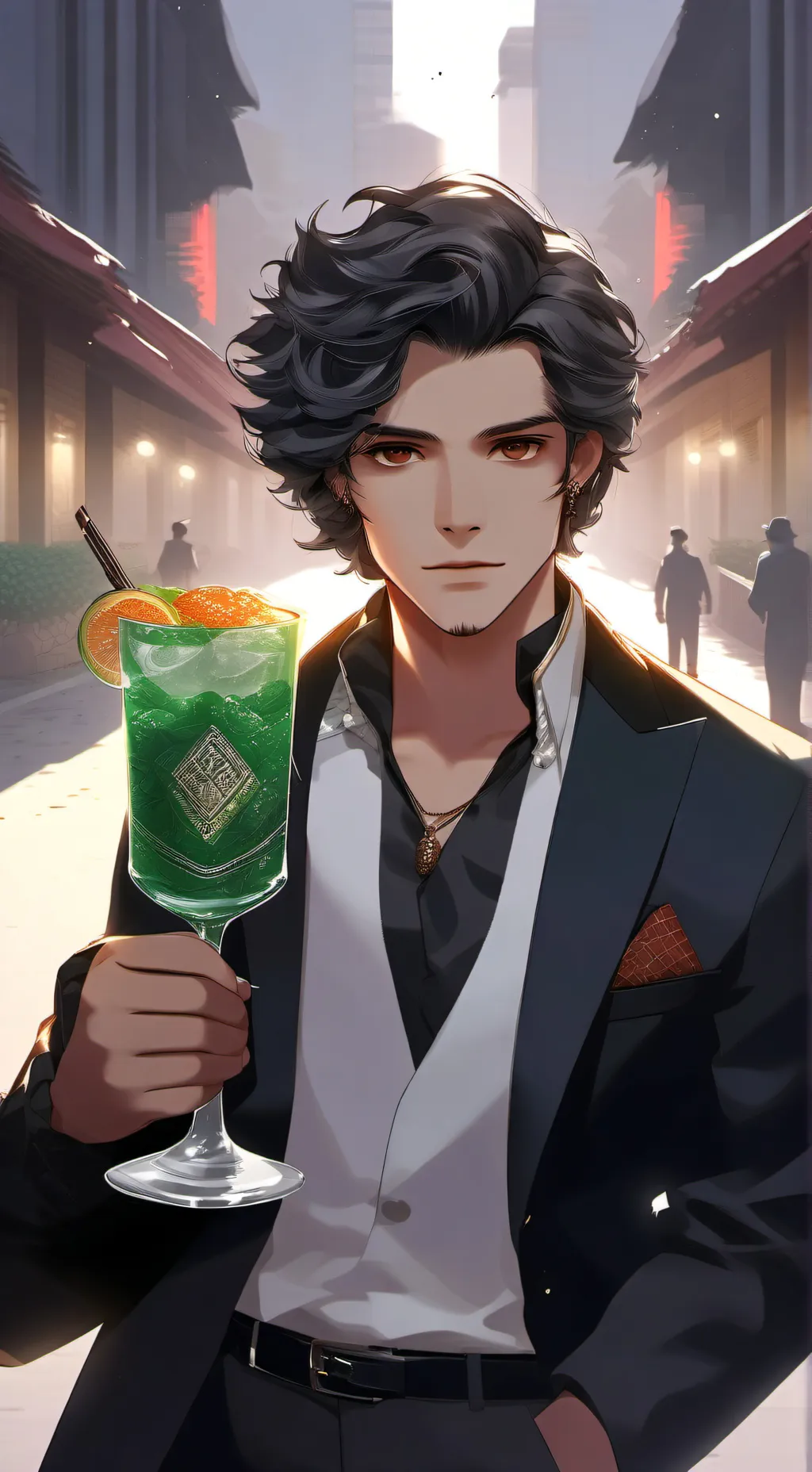 ai character: Temu Black background