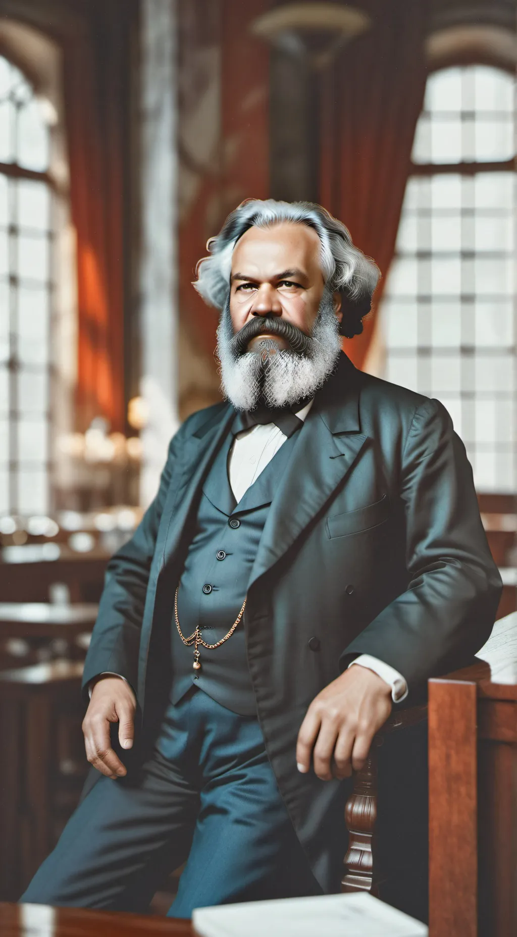 ai character: Karl Marx  background