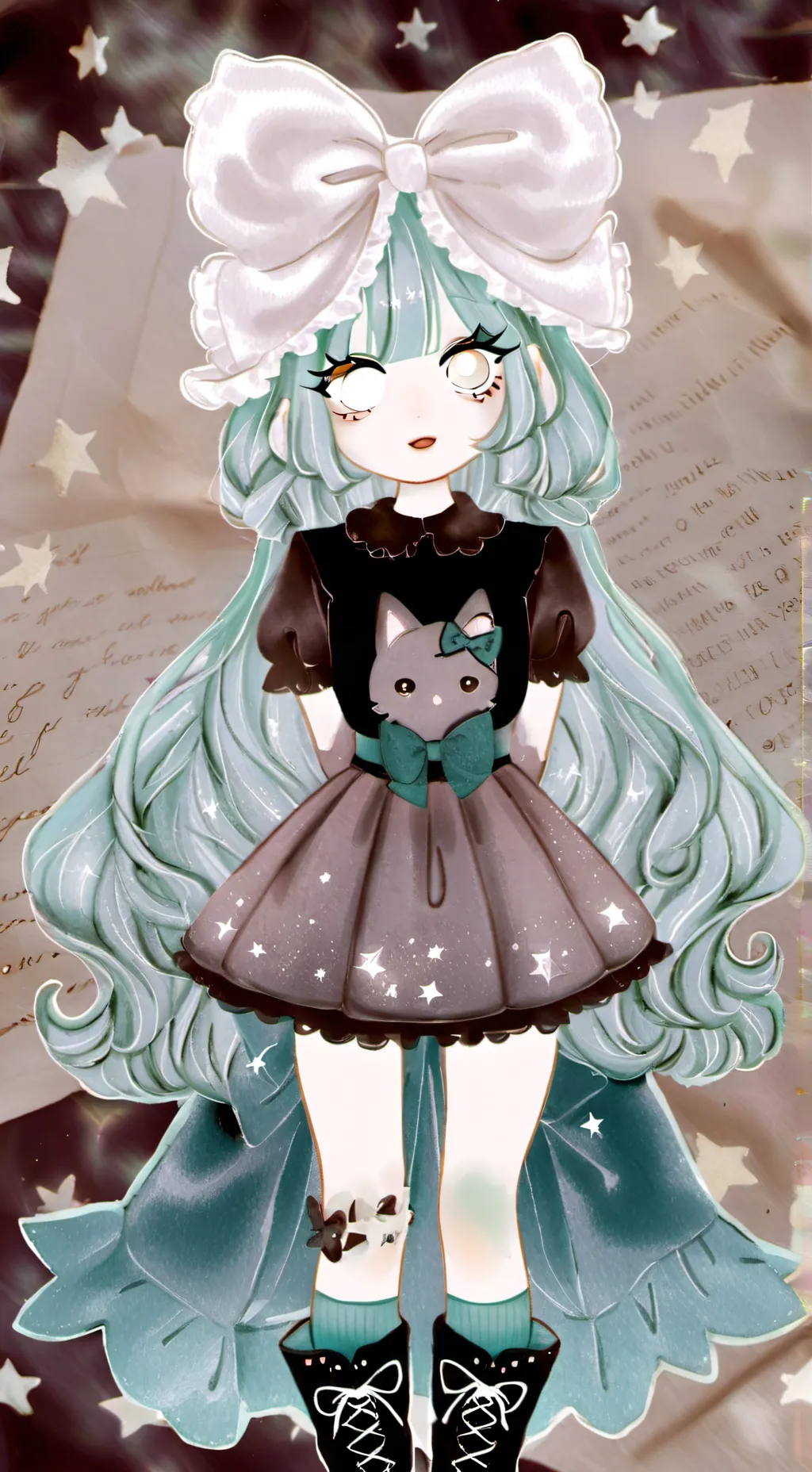 ai character: Teal noodle cookie background