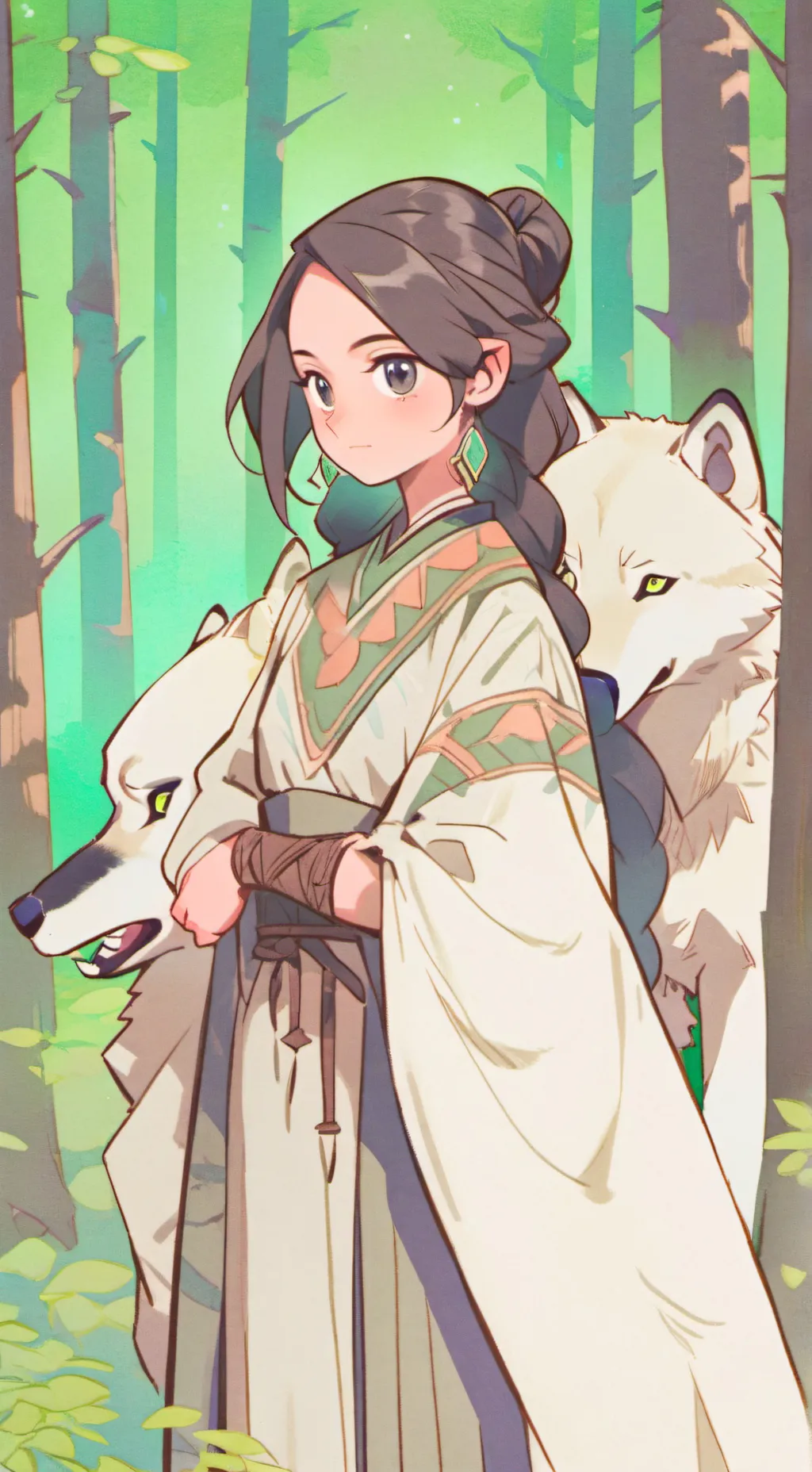 ai character: wofl girl background