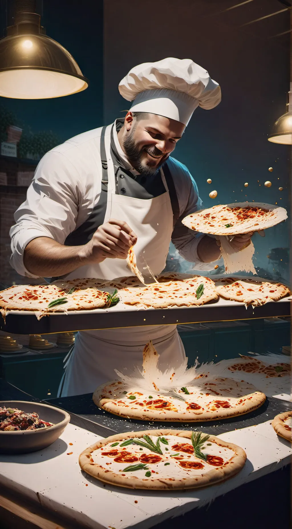 ai character: corriere di pizze background