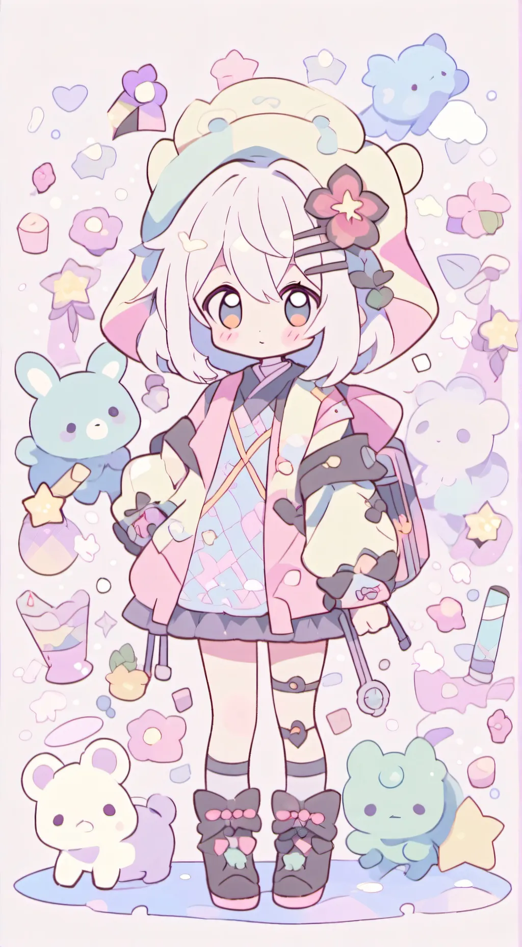 ai character: Powdey suger land! background