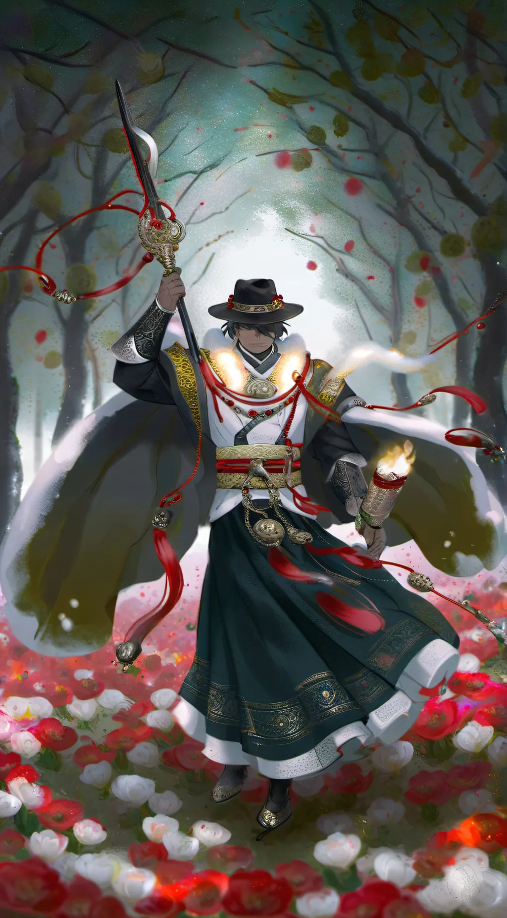 ai character: double fedora background