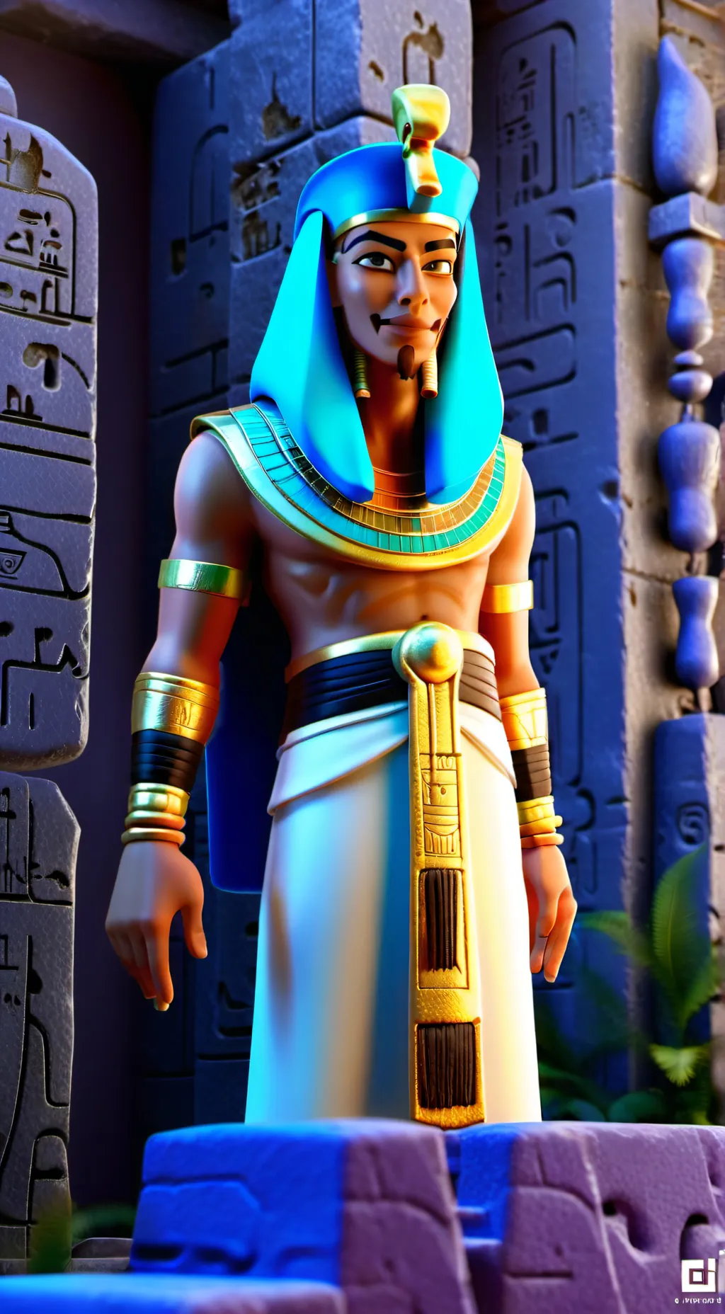 ai character: Hieroglyphics background