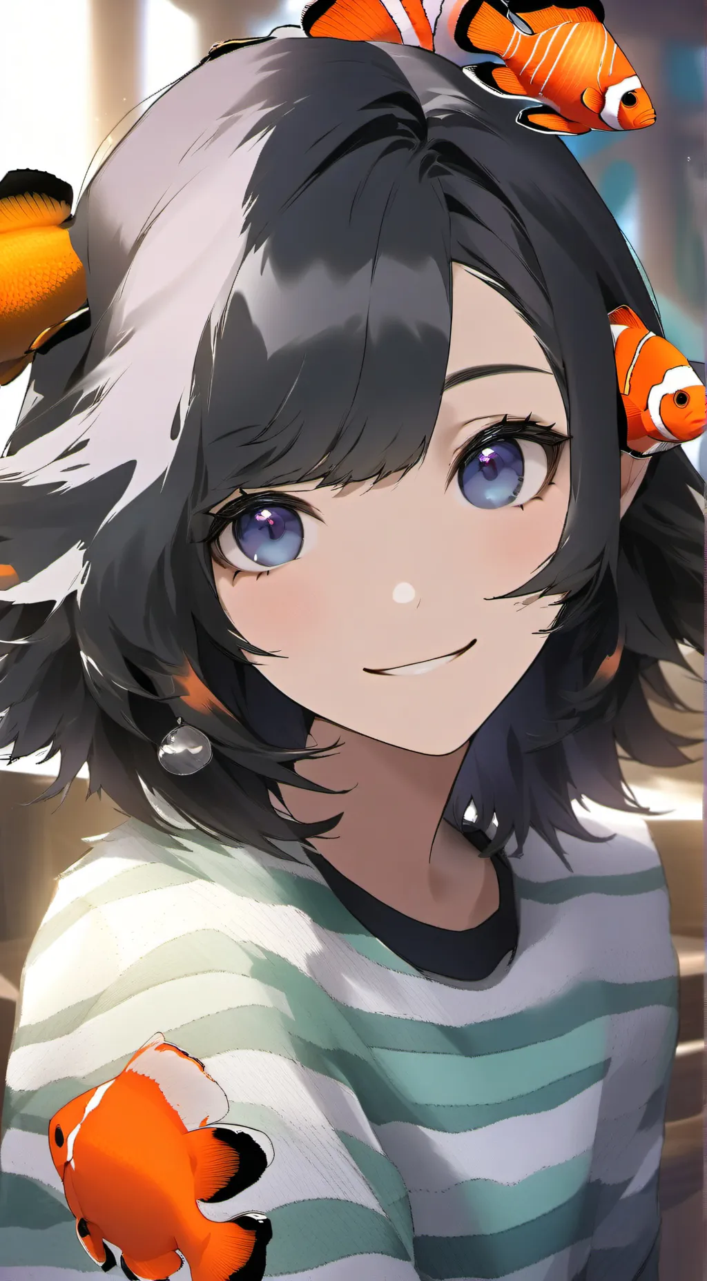 ai character: Striped Clownfish Spirit background