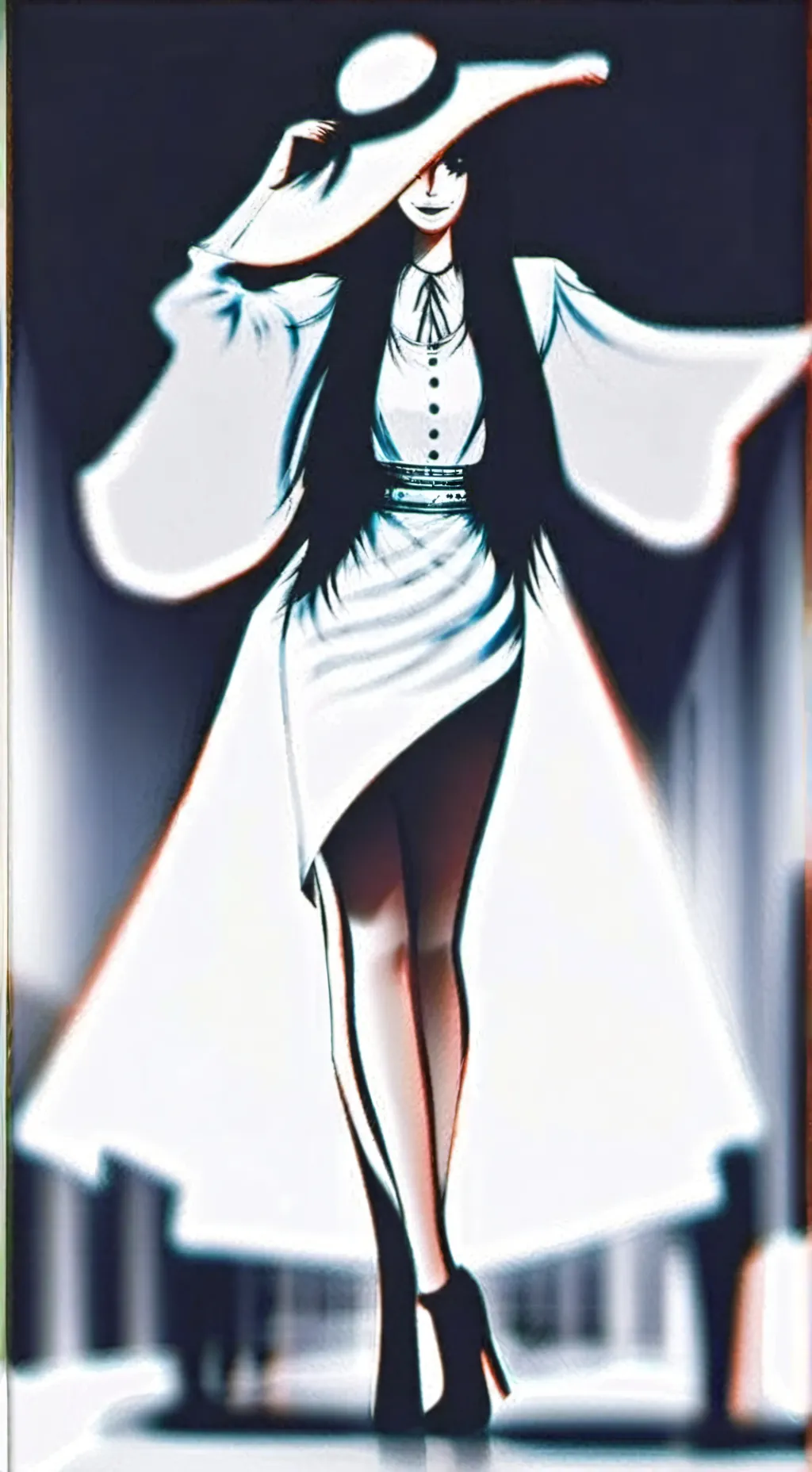 ai character: Lady 8 feet tall background