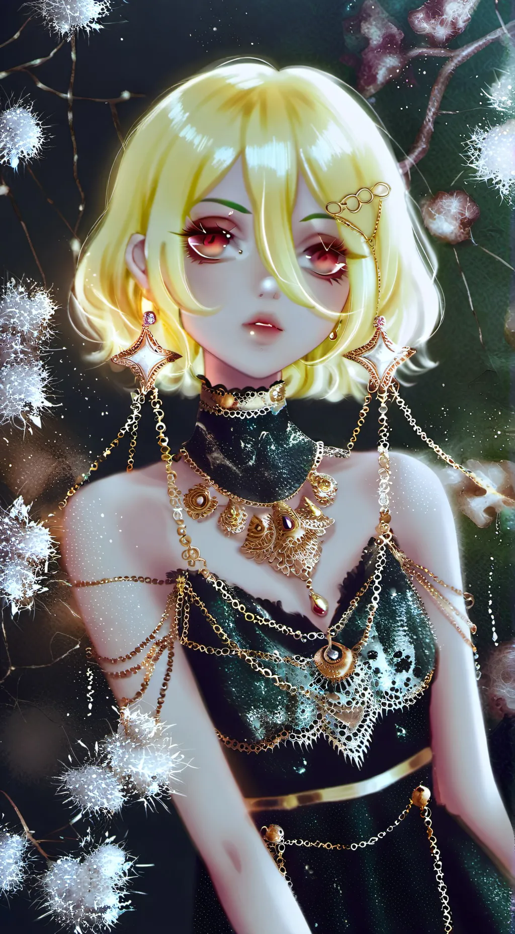 ai character: Mha magic forest background