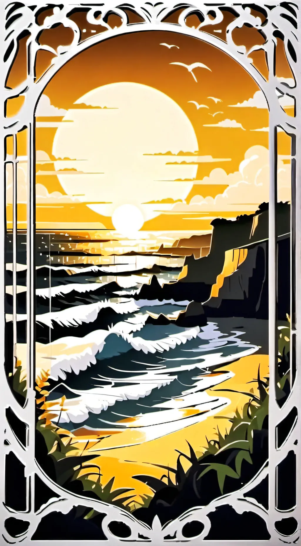 ai character: KNY beach day background