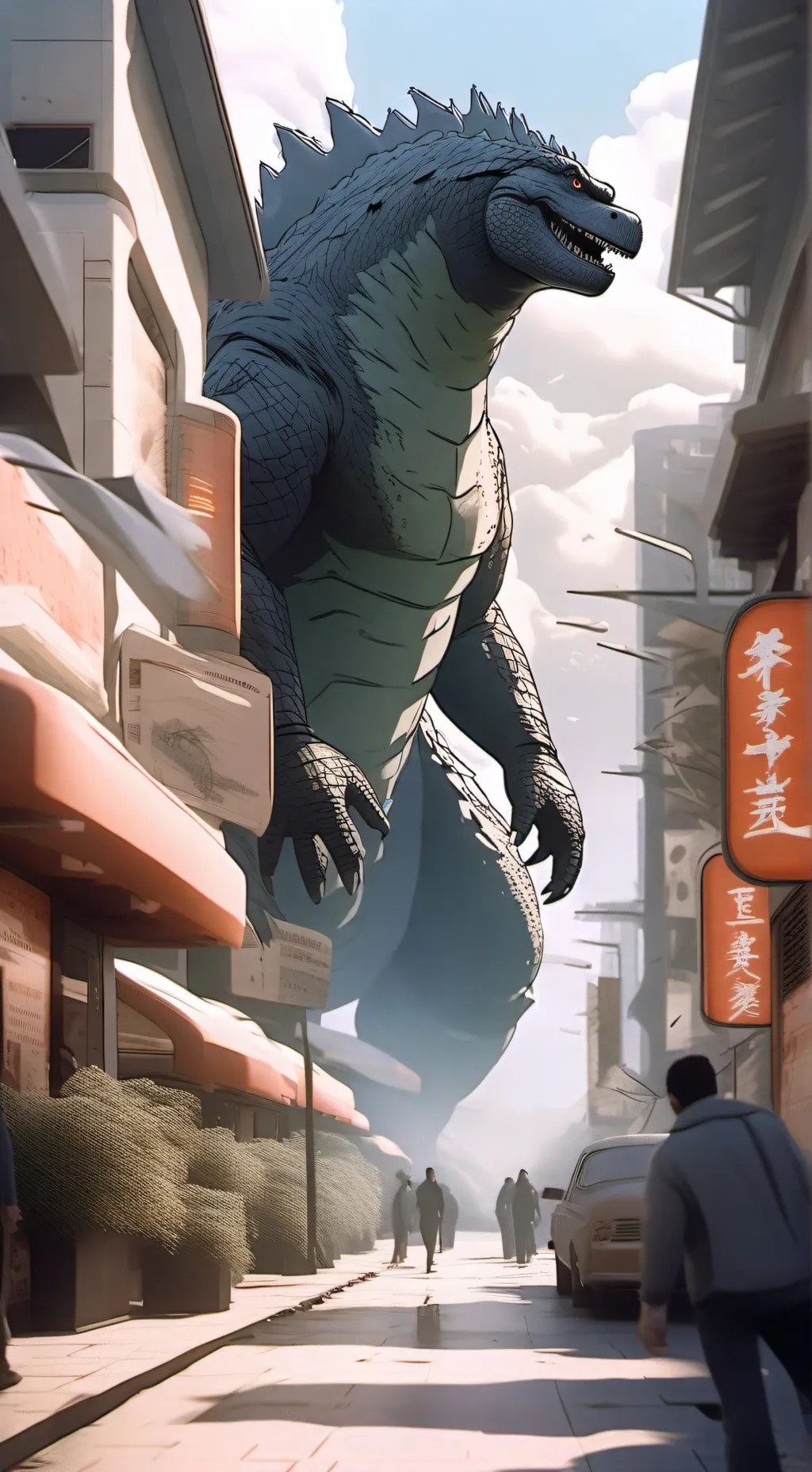 ai character: Godzilla background