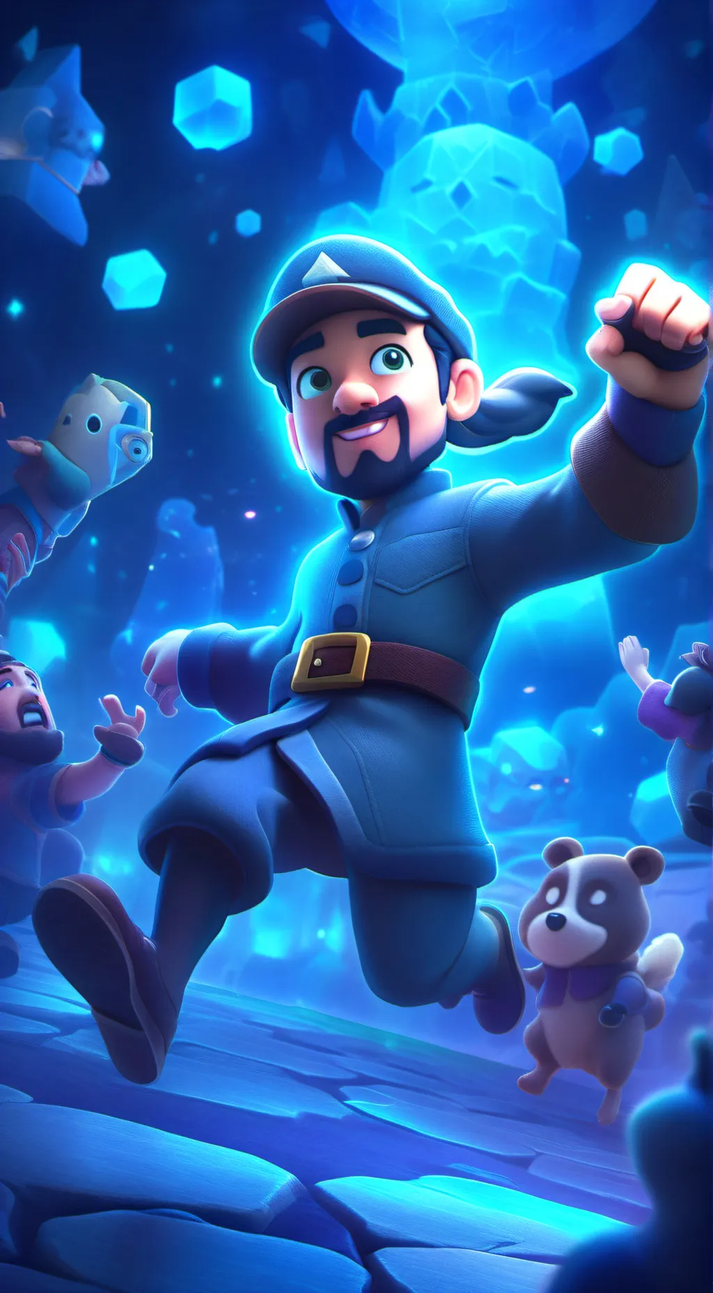 ai character: hanz with a spade  background