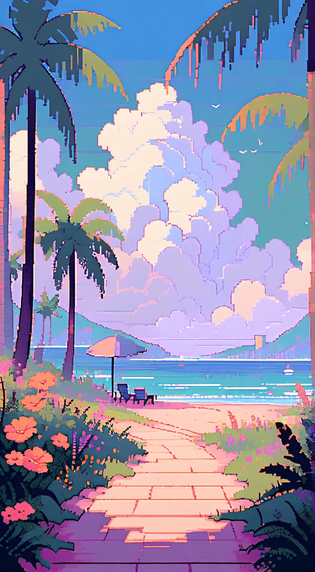 ai character: kny (beach) background