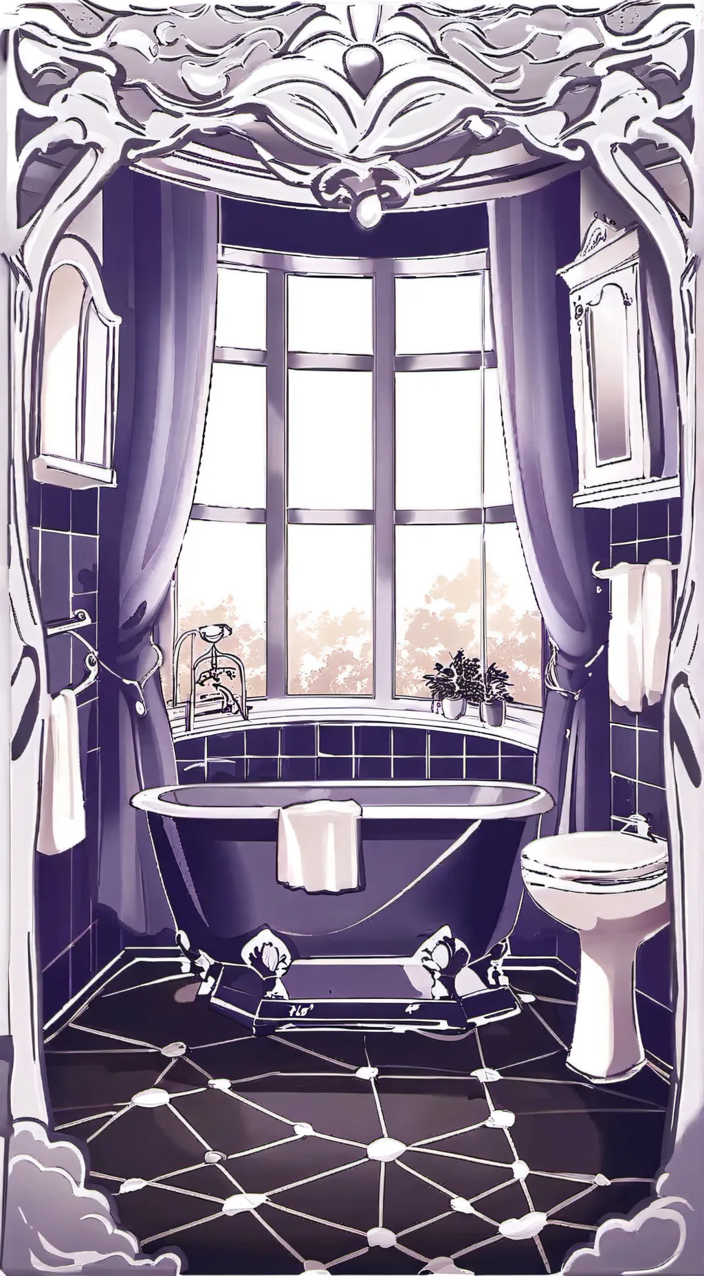 ai character: miss circle bath  background