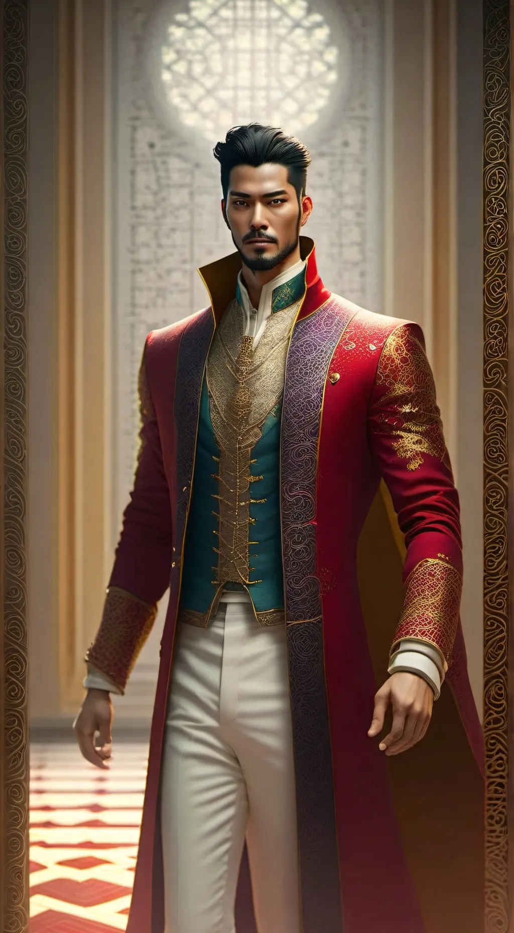 ai character: Prince Ronald Rainbow background