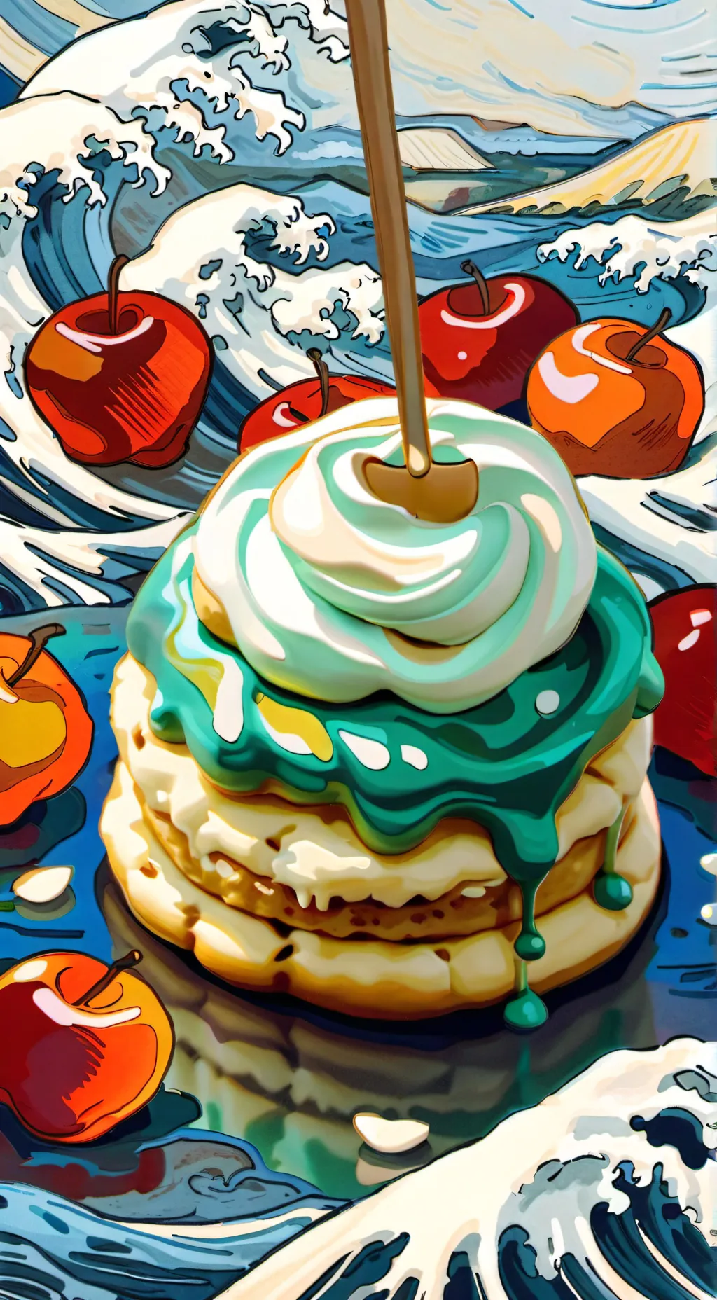 ai character: candy apple cookie background