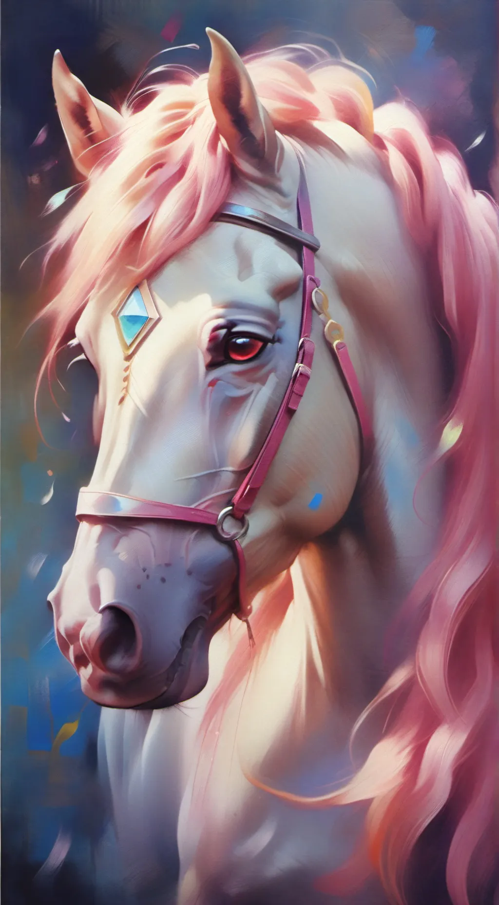 ai character: Pink horse. background