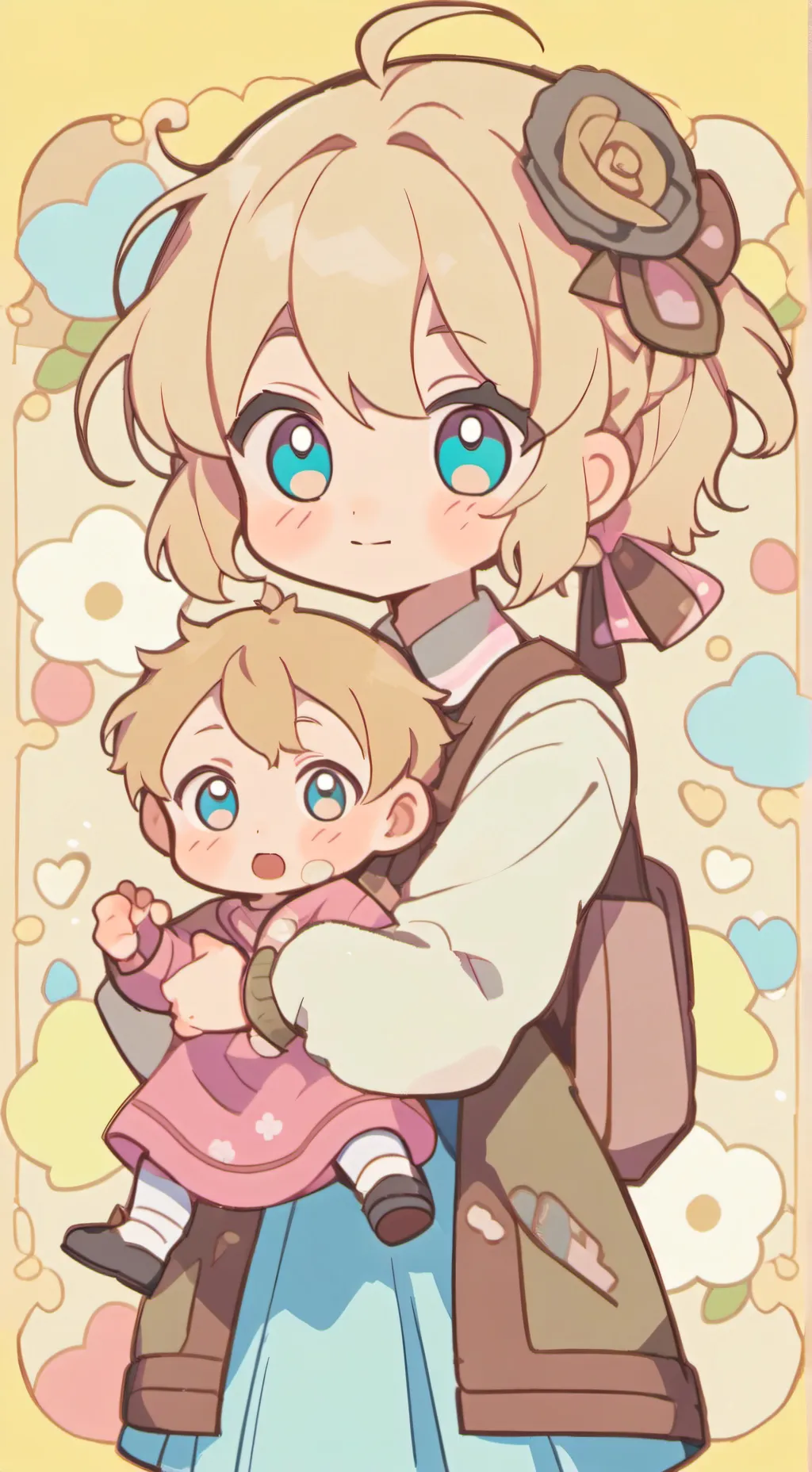 ai character: baby Sis at school background