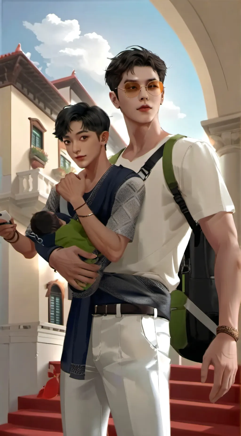 ai character: Marc 🩷 Jean 💚 Léo background