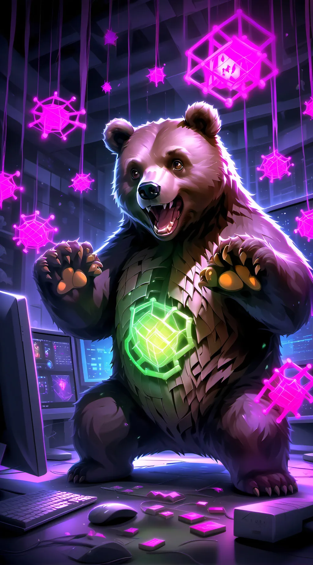 ai character: Glitched chocobear background