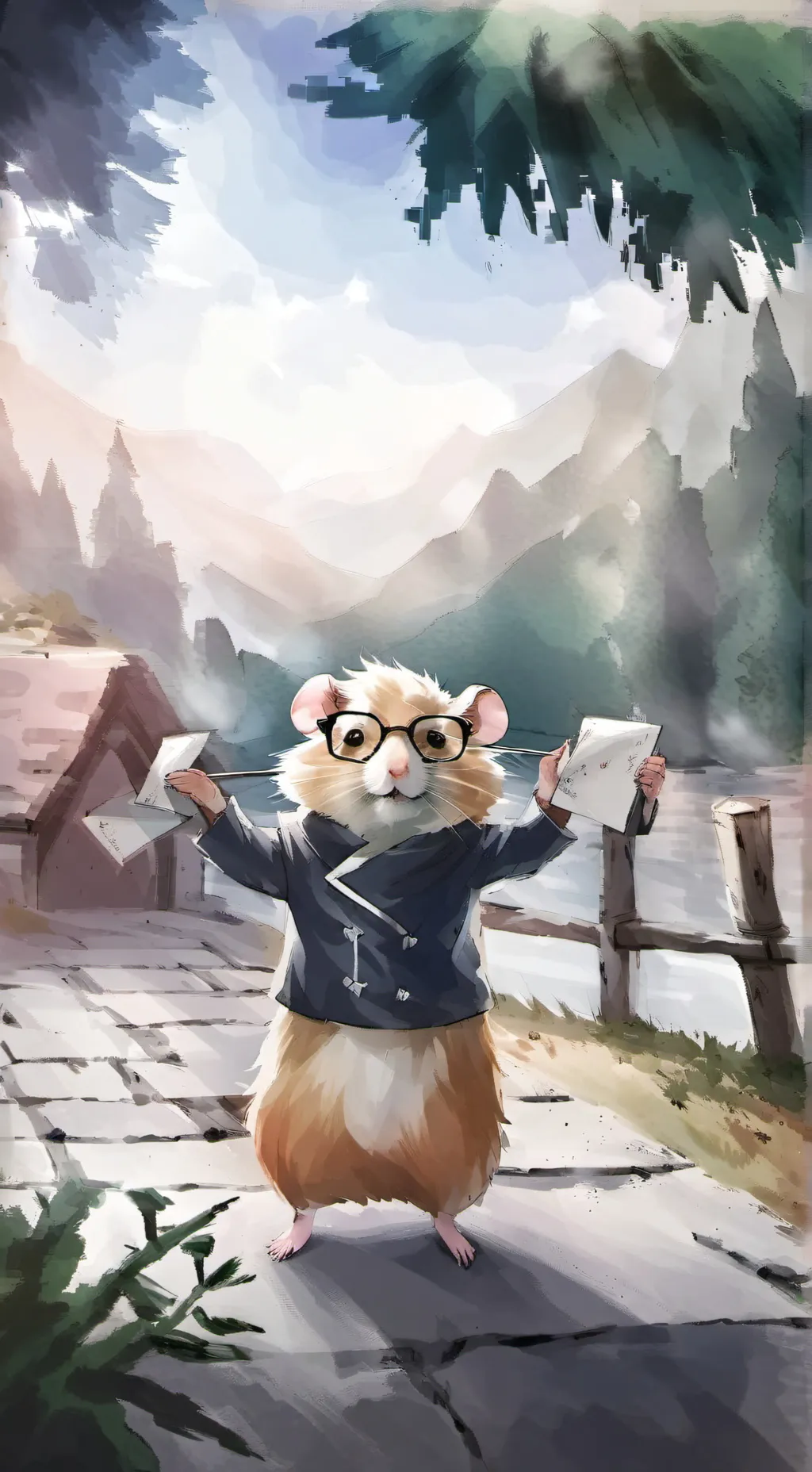 ai character: MATHS HAMSTER background