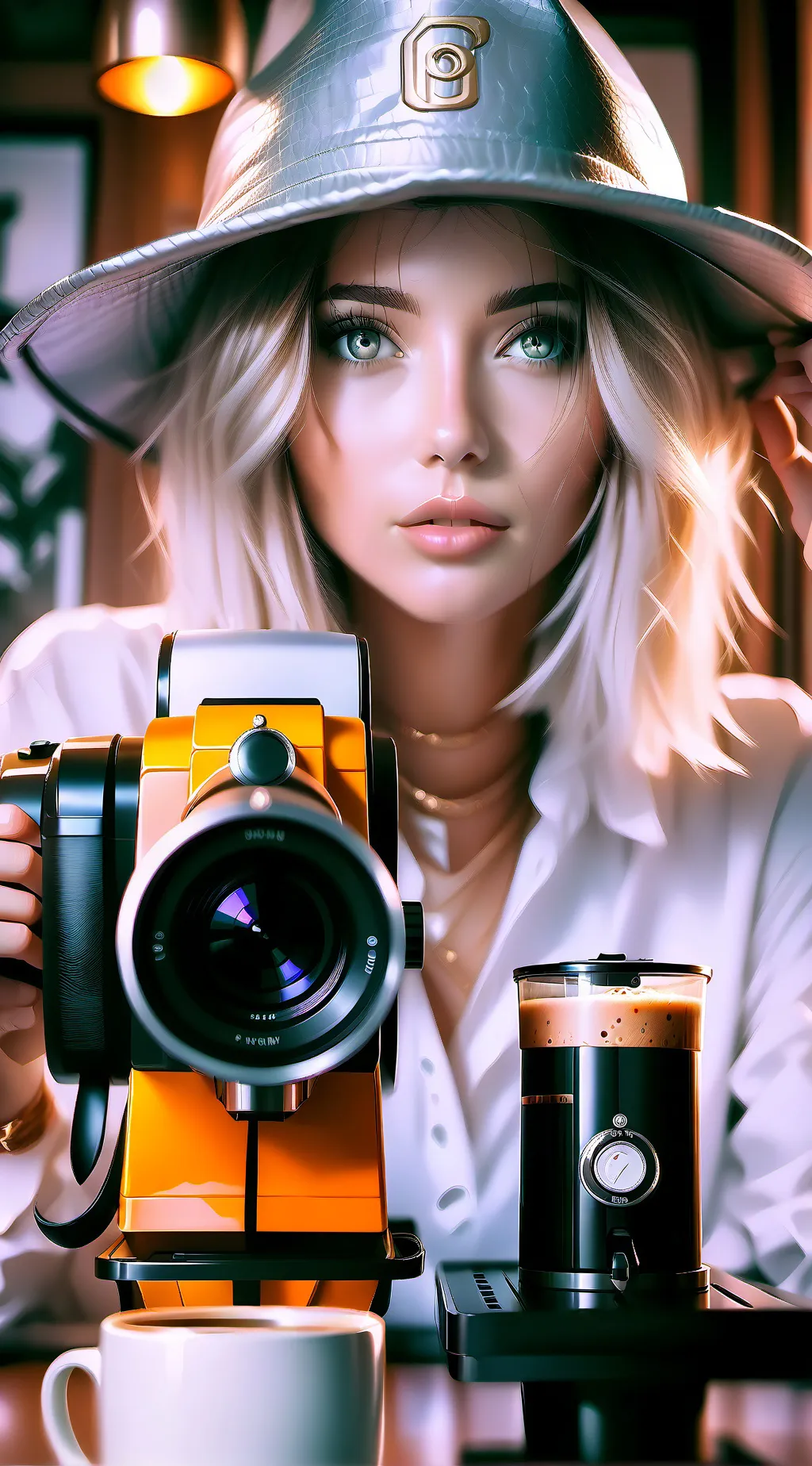 ai character: The Viral Coffee Connoisseur background