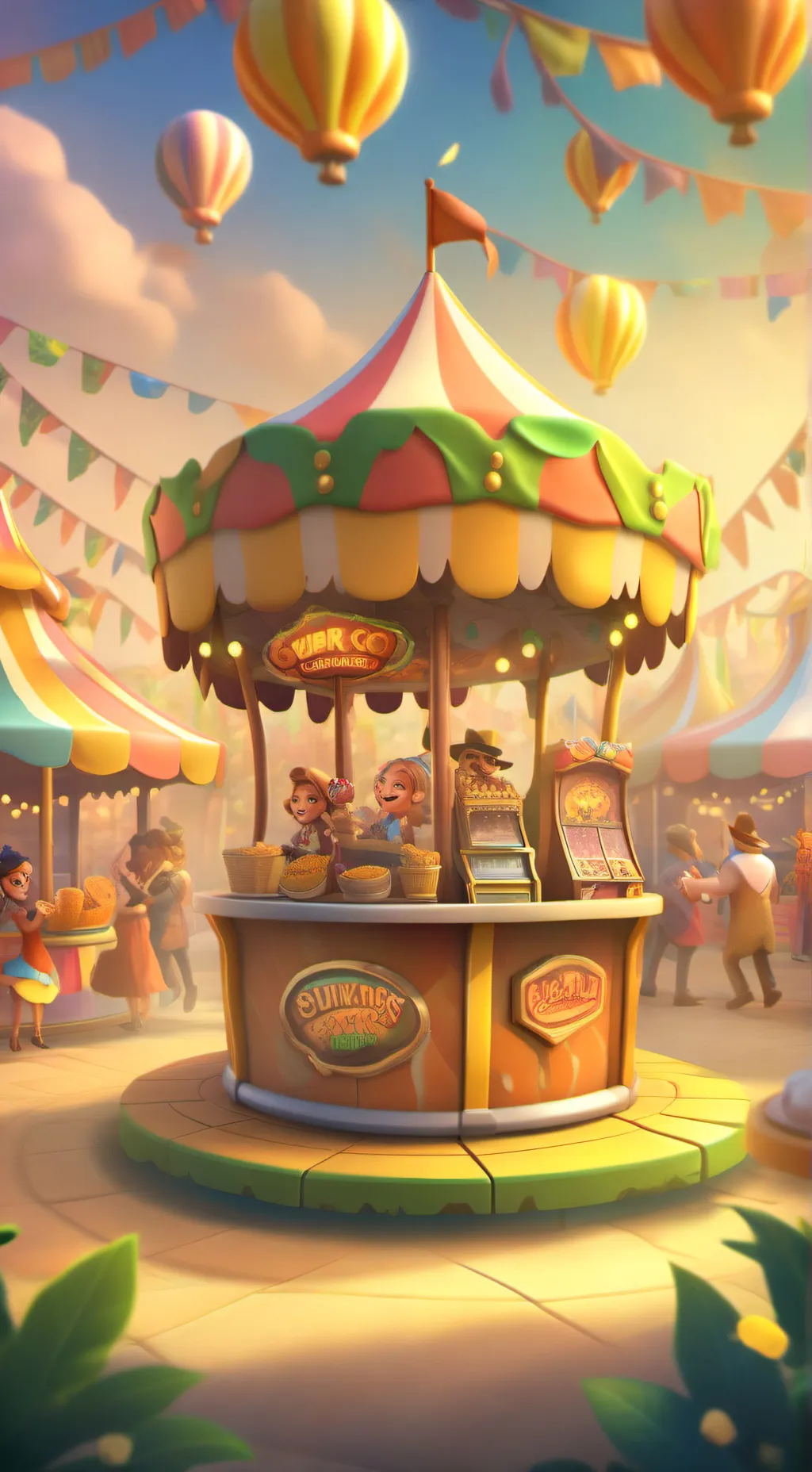 ai character: CH at the fun fair background