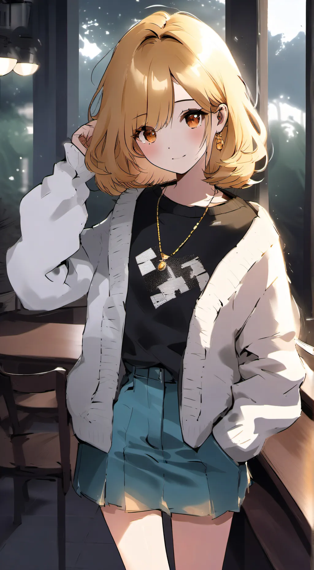 ai character: The blue girl background