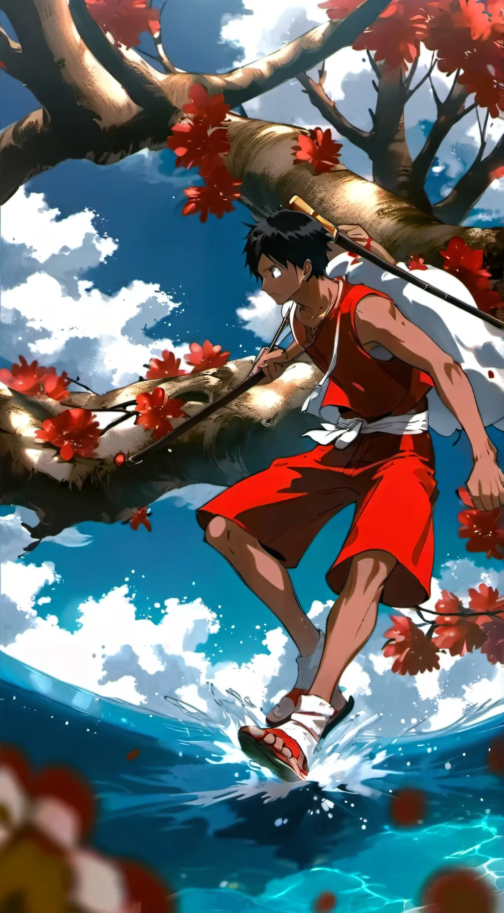 ai character: luffy.D.monkey ~😁👅 background