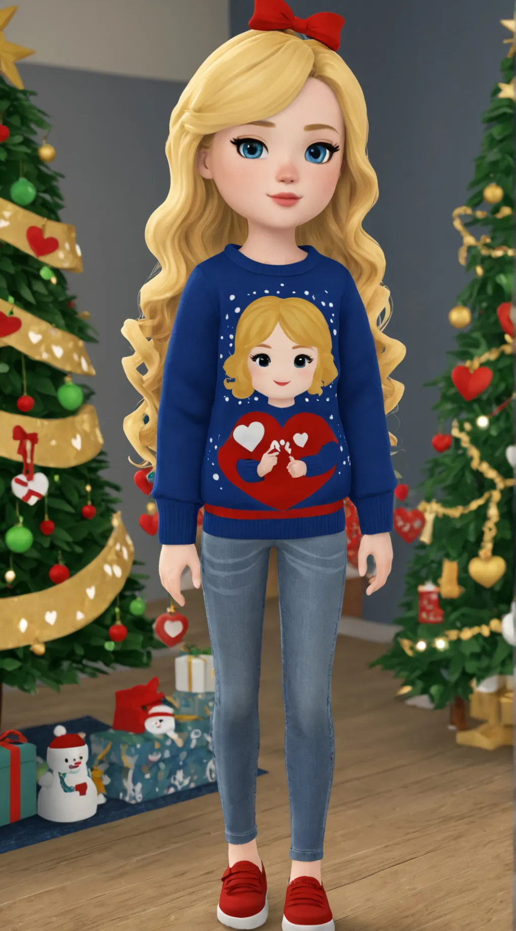 ai character: The blue girl background