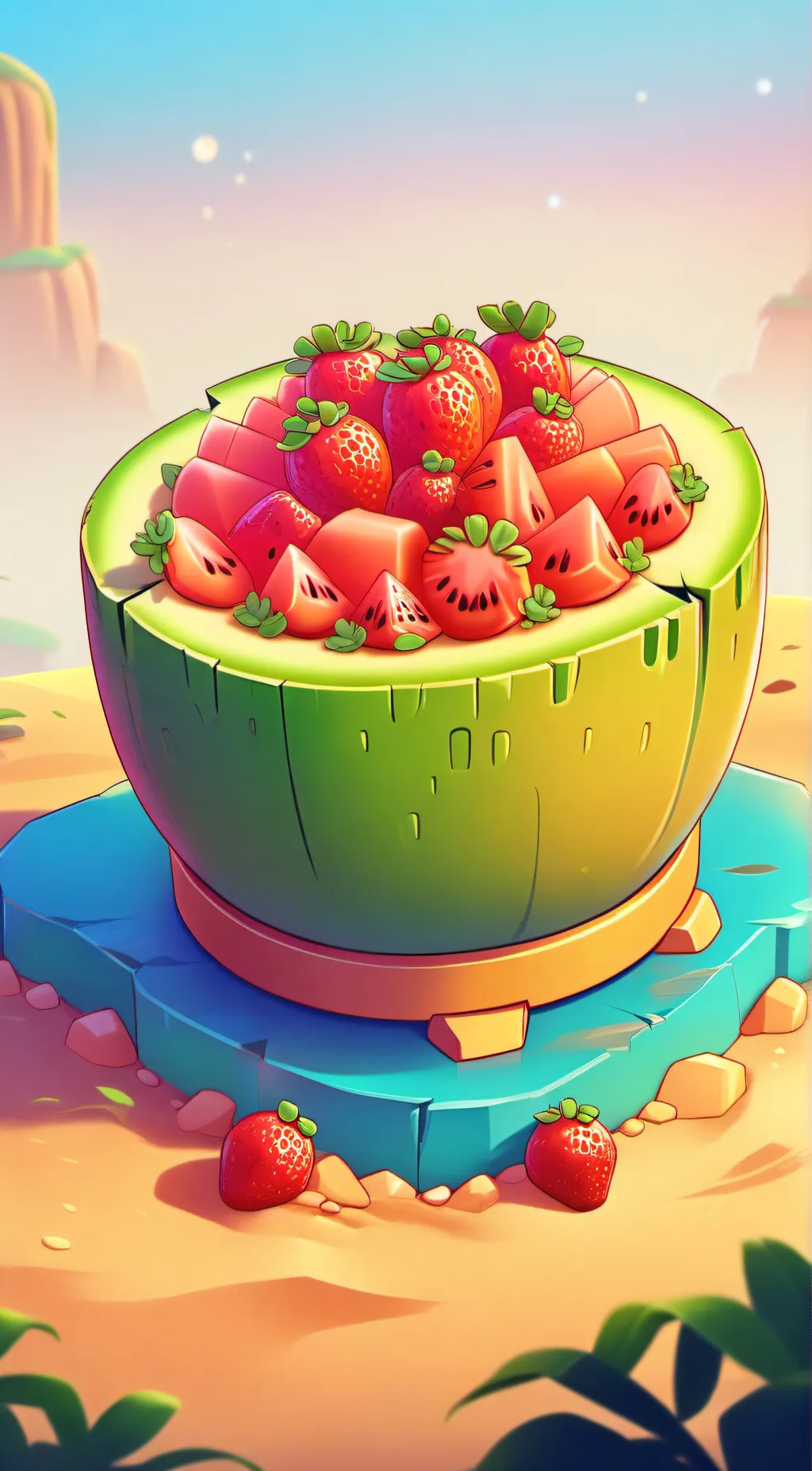 ai character: Melón sandbox  background