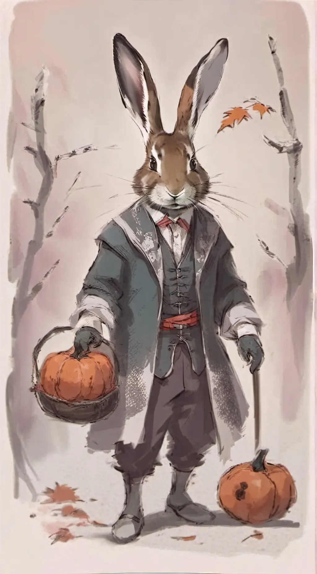 ai character: pumpkin rabbit background