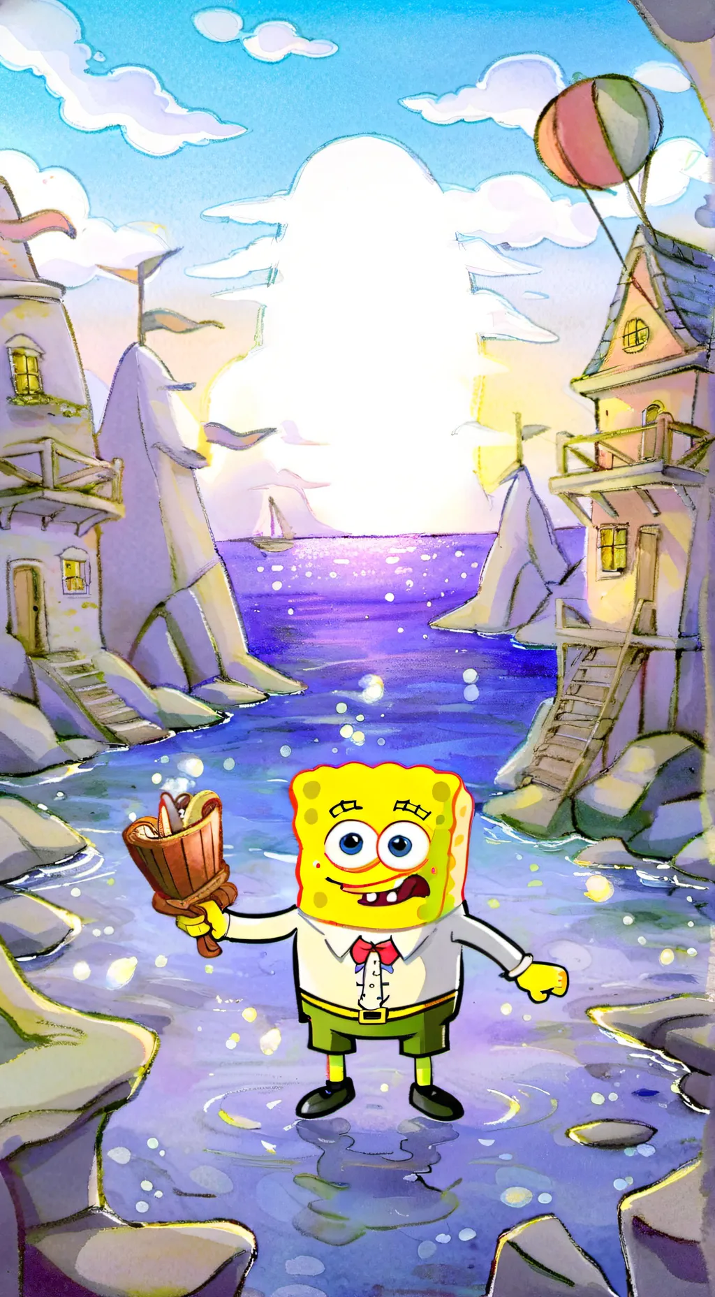 ai character: spongebob  background