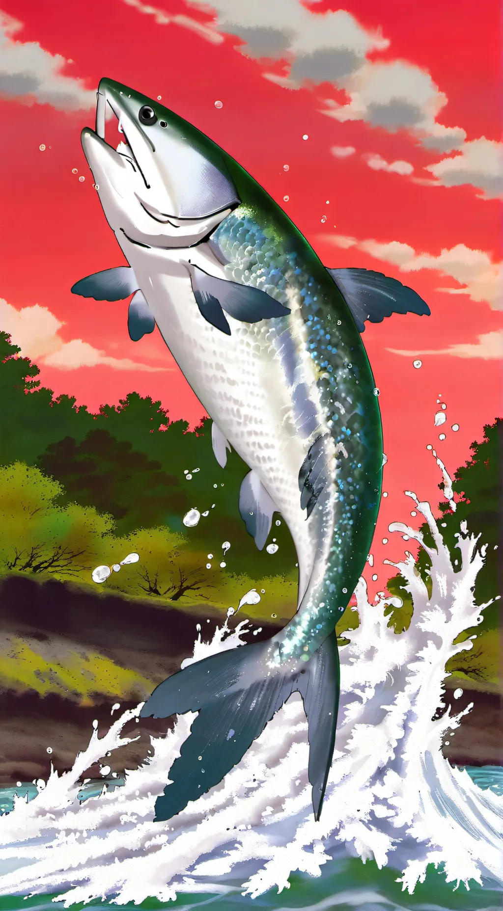 ai character: salmon background