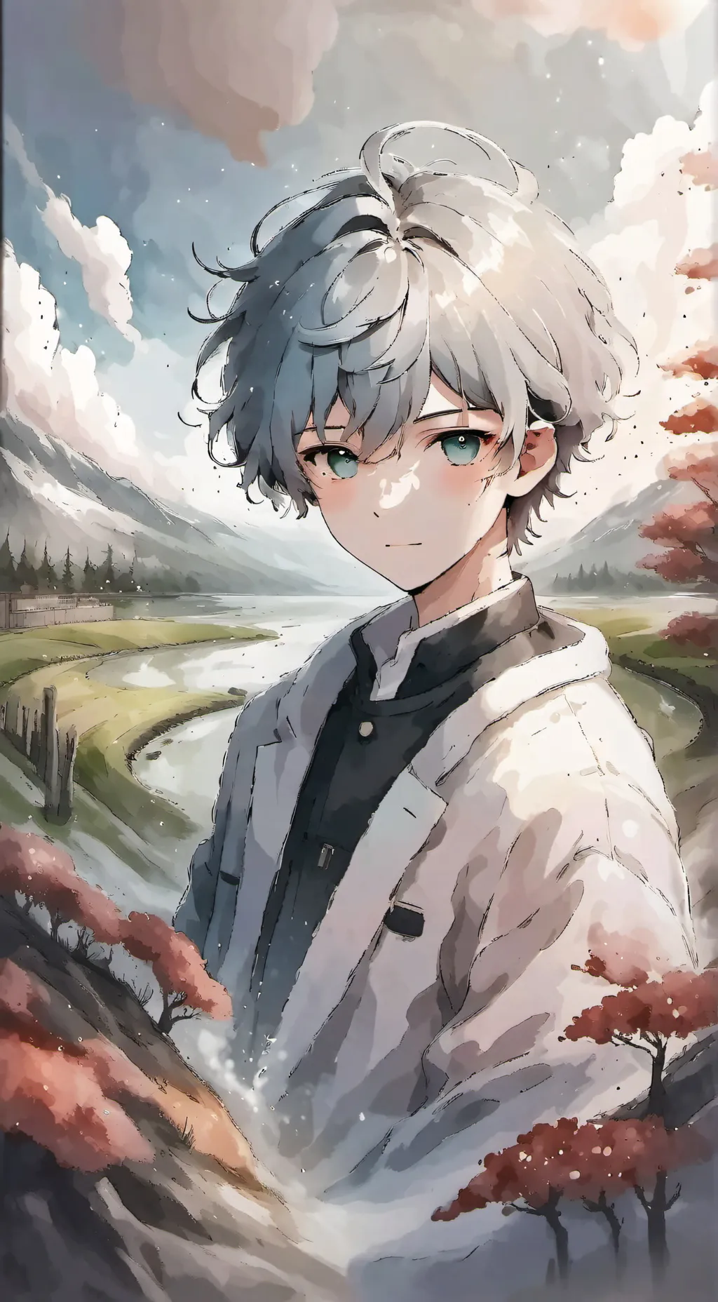 ai character: Gray background