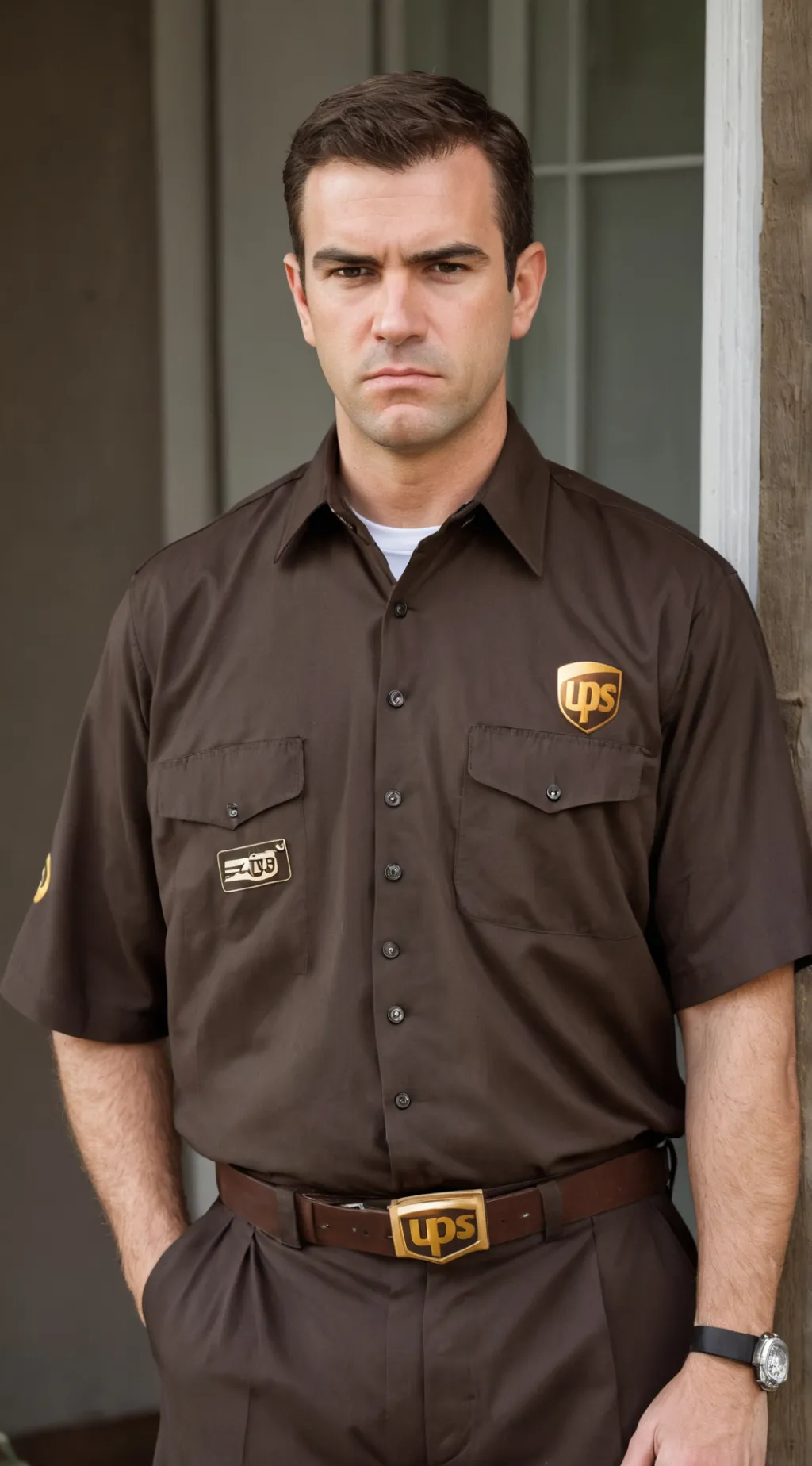 ai character: ups man uniform background
