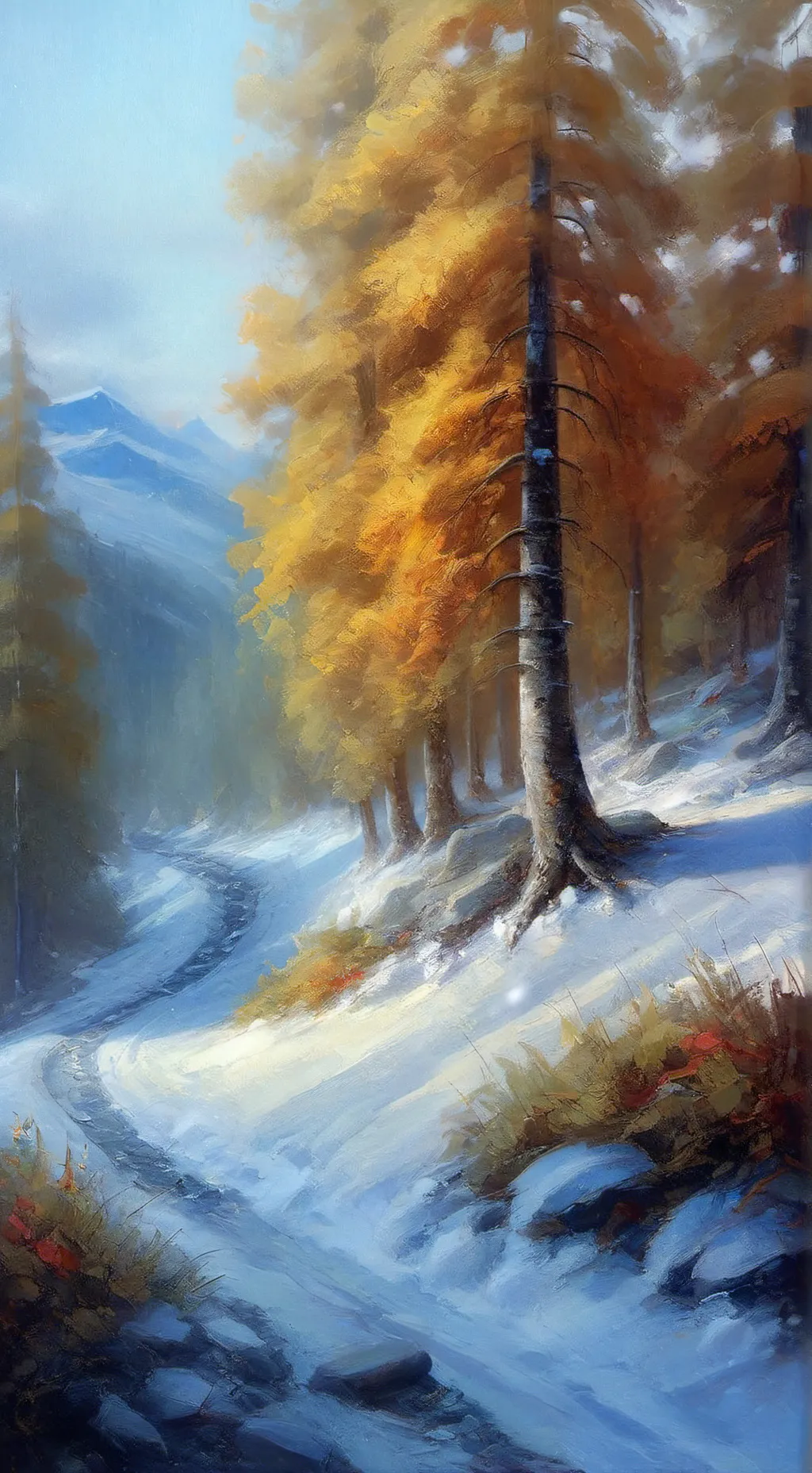 ai character: Snowy forestxarmy  background