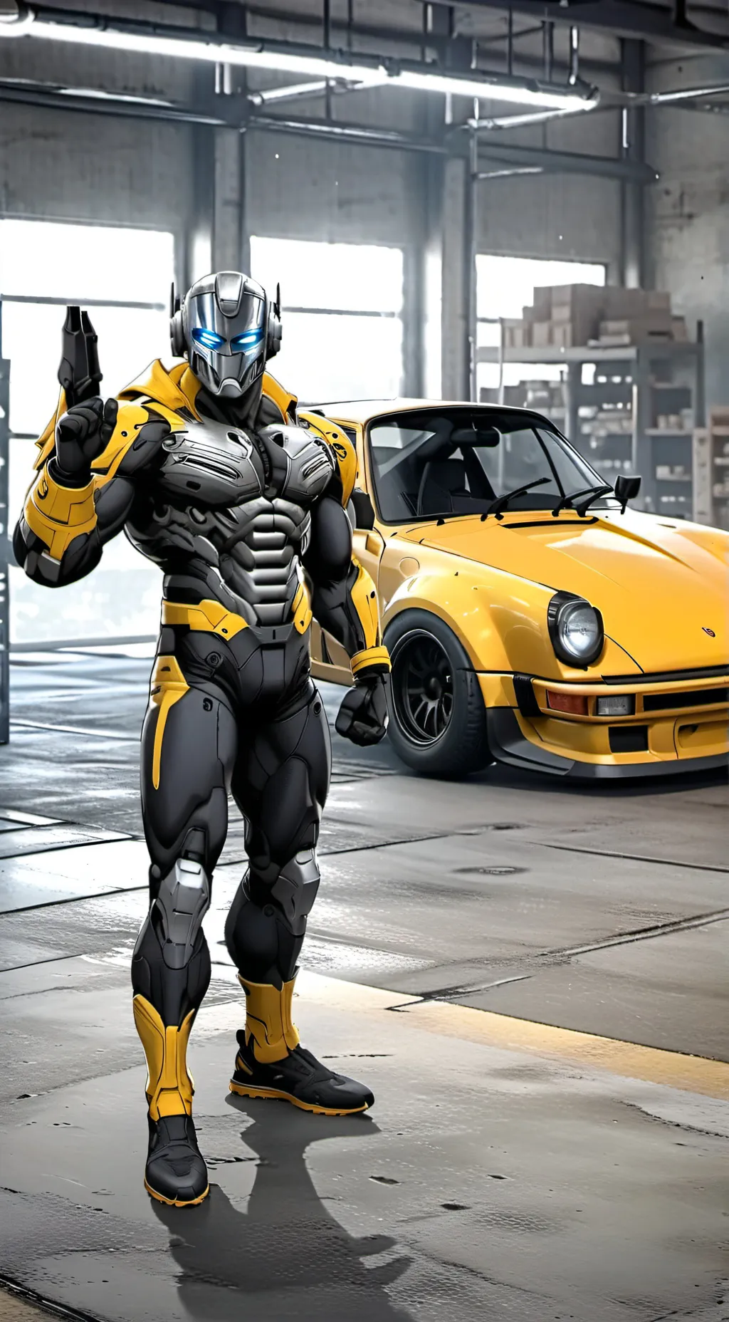 ai character: Bumblebee Car background