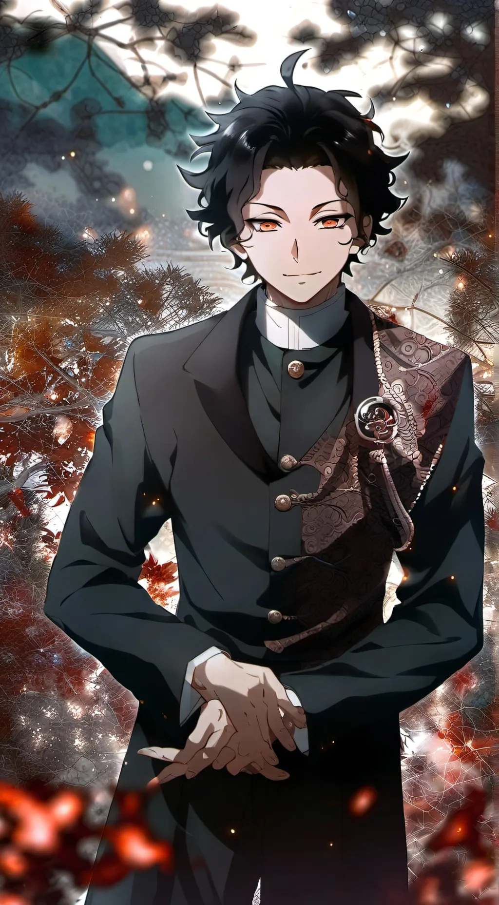 ai character: Blue spider lily background