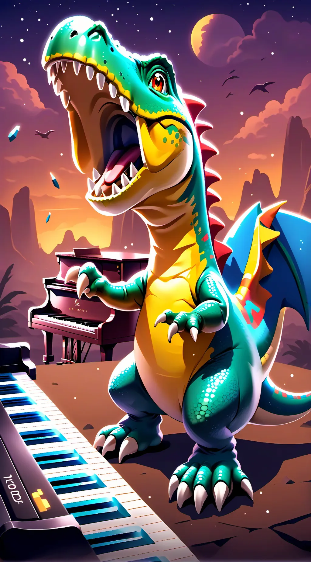 ai character: pianosaurus background
