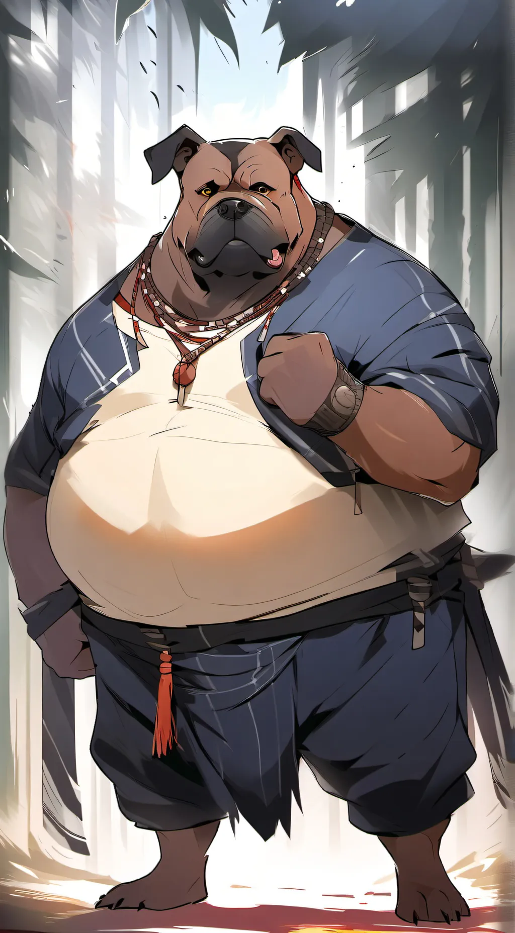 ai character: FAT DOG background