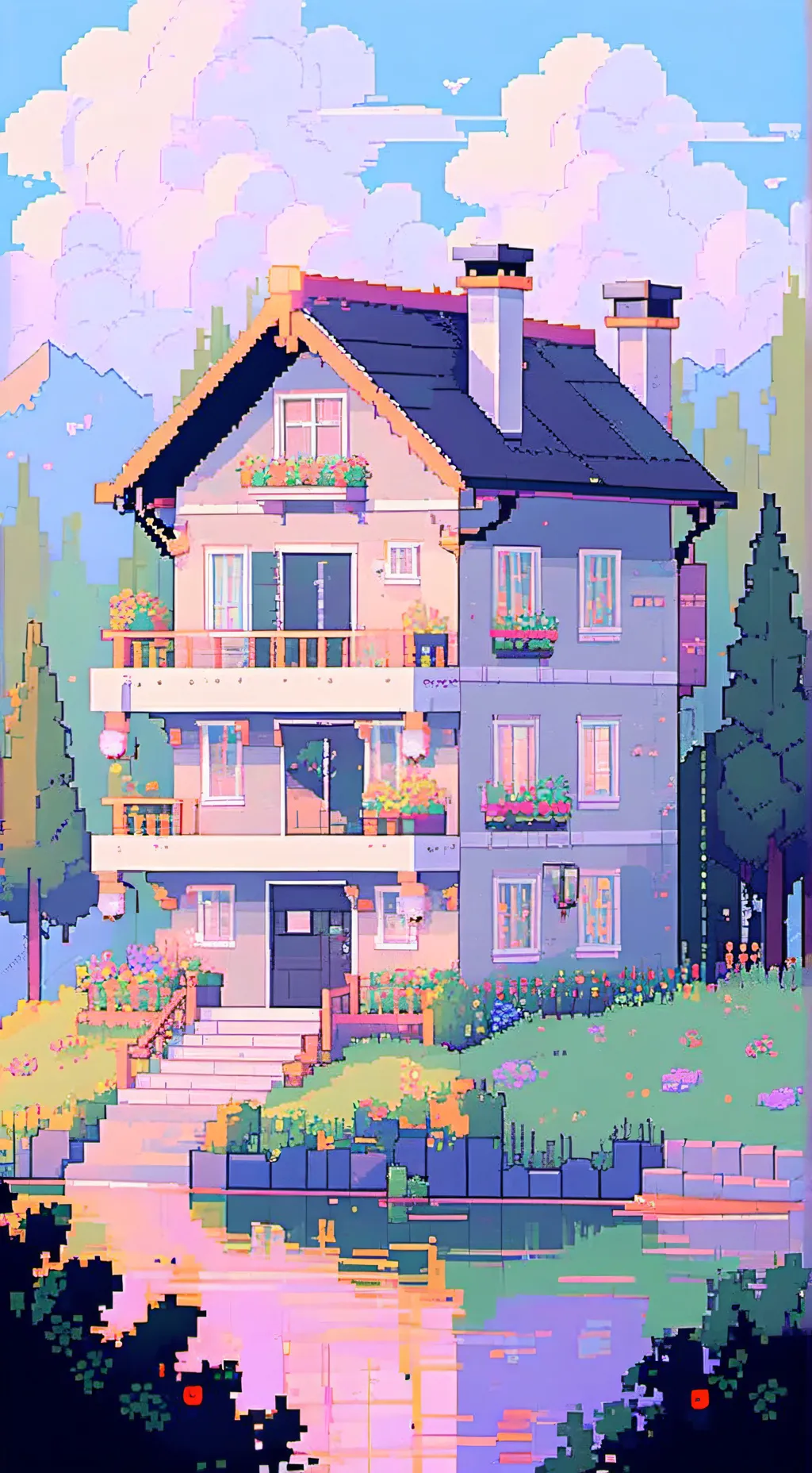 ai character: Happy house background