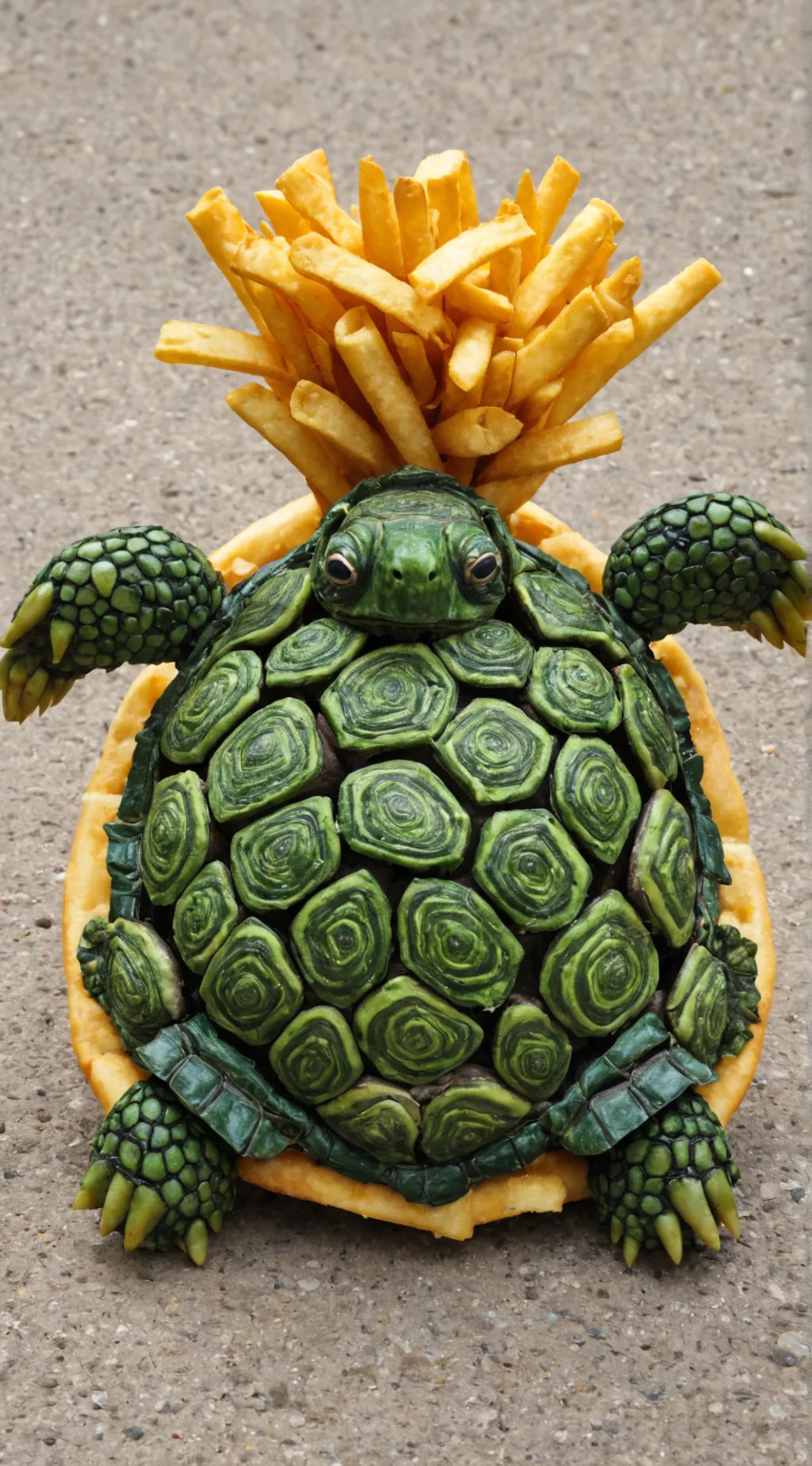 ai character: French fry turtle  background