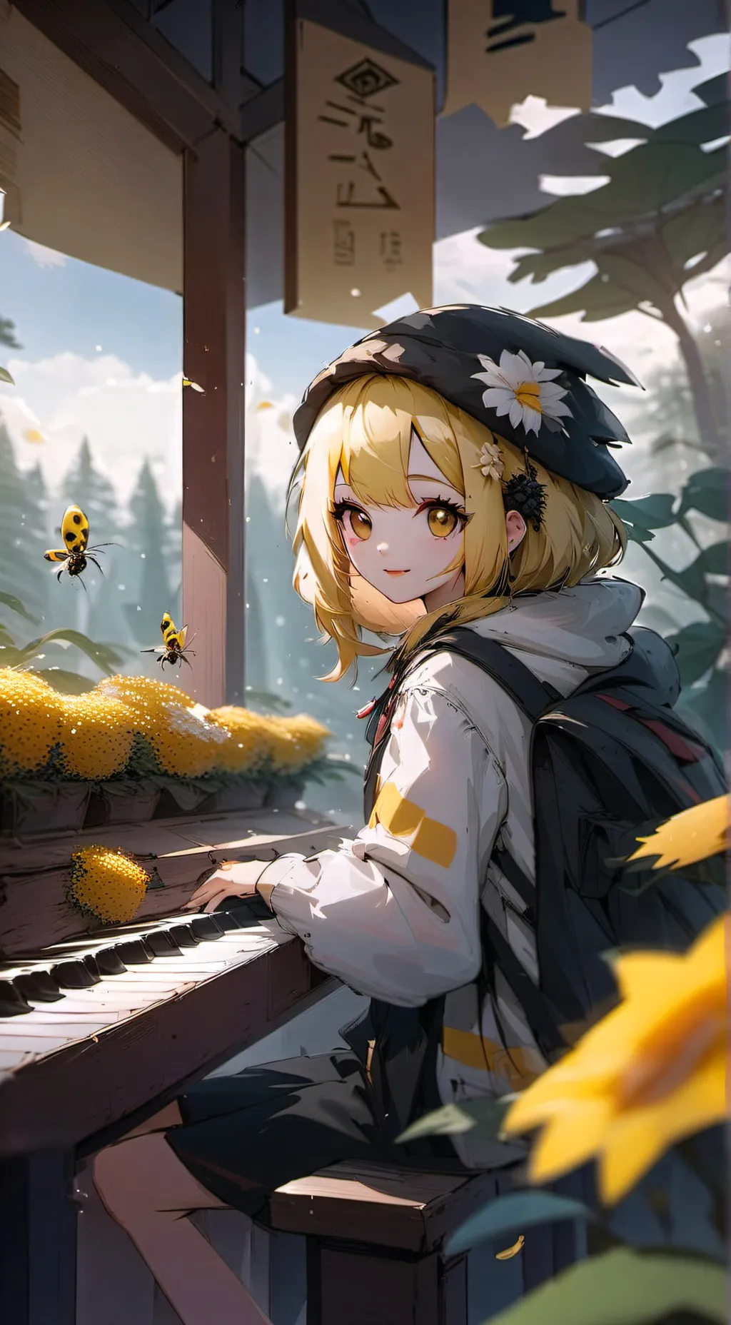 ai character: Bee girl🐝🍯 background
