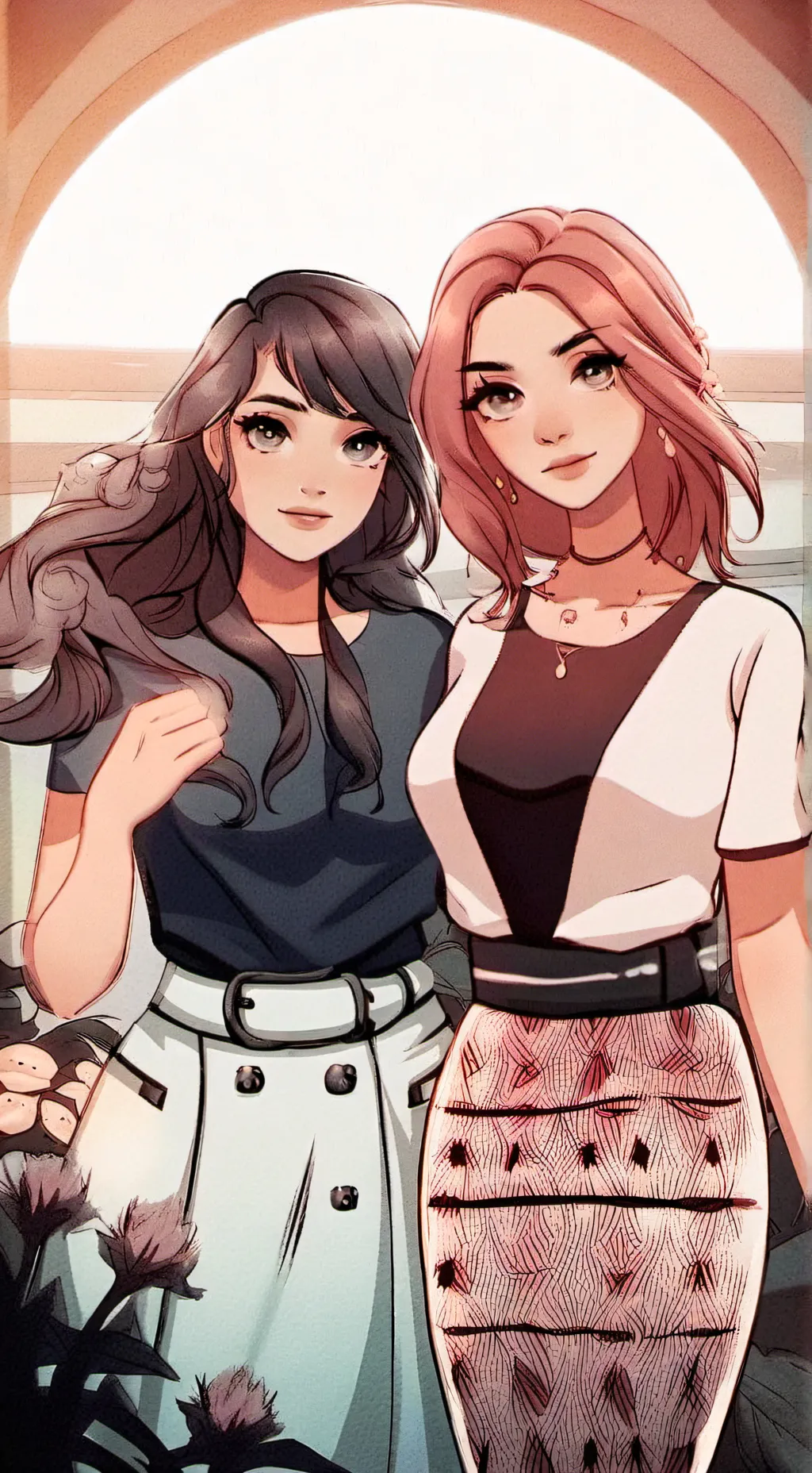 ai character: Rose y Luna  background