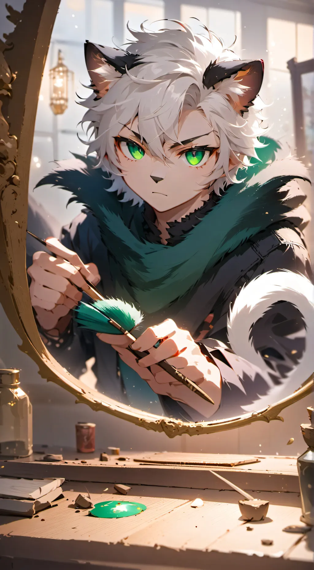 ai character: Emerald Panther Fu background