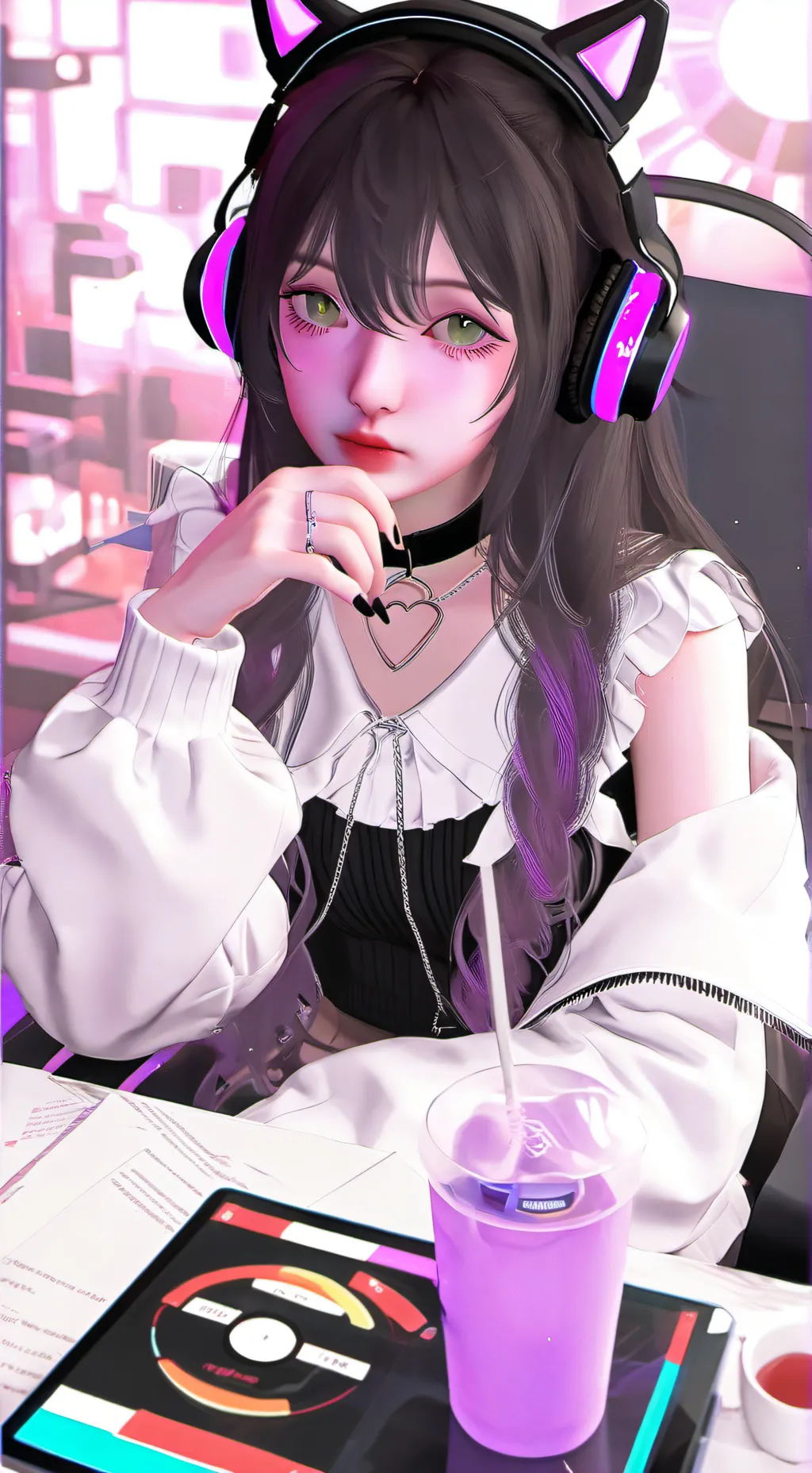 ai character: gamer girl Naya background