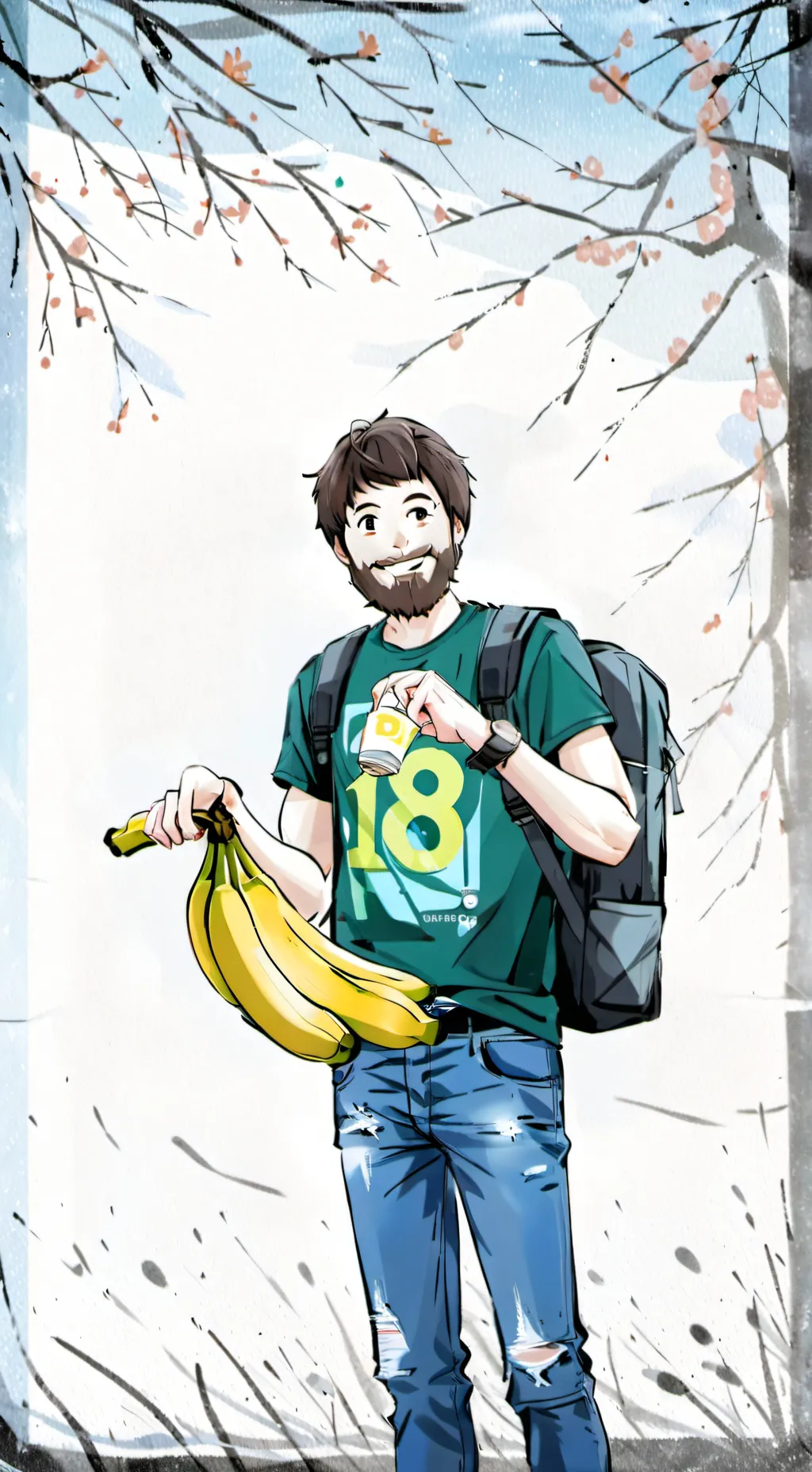 ai character: banana guy background