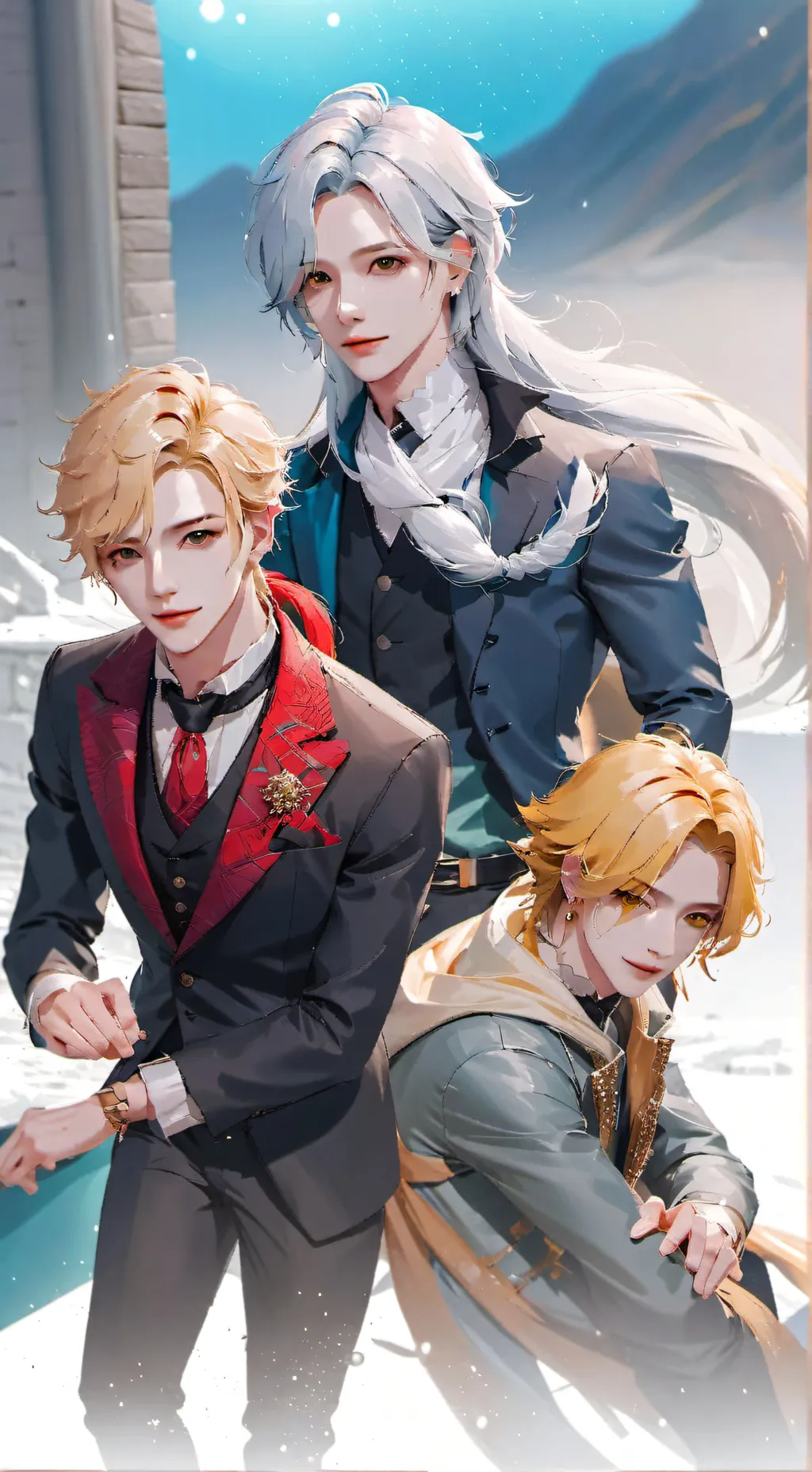 ai character: three  men background